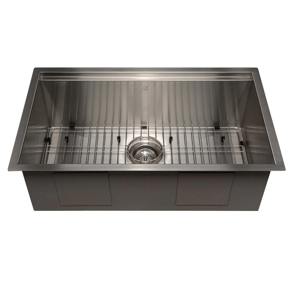 ZLINE 30 in. Garmisch Undermount Single Bowl Satin Stainless Steel Kitchen Sink with Bottom Grid and Accessories (SLS-30S) - Image 2