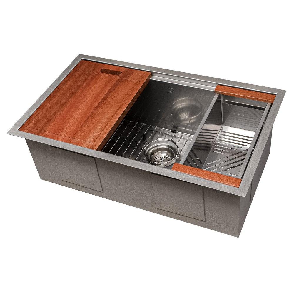 ZLINE 30 in. Garmisch Undermount Single Bowl Satin Stainless Steel Kitchen Sink with Bottom Grid and Accessories (SLS-30S) - Image 4