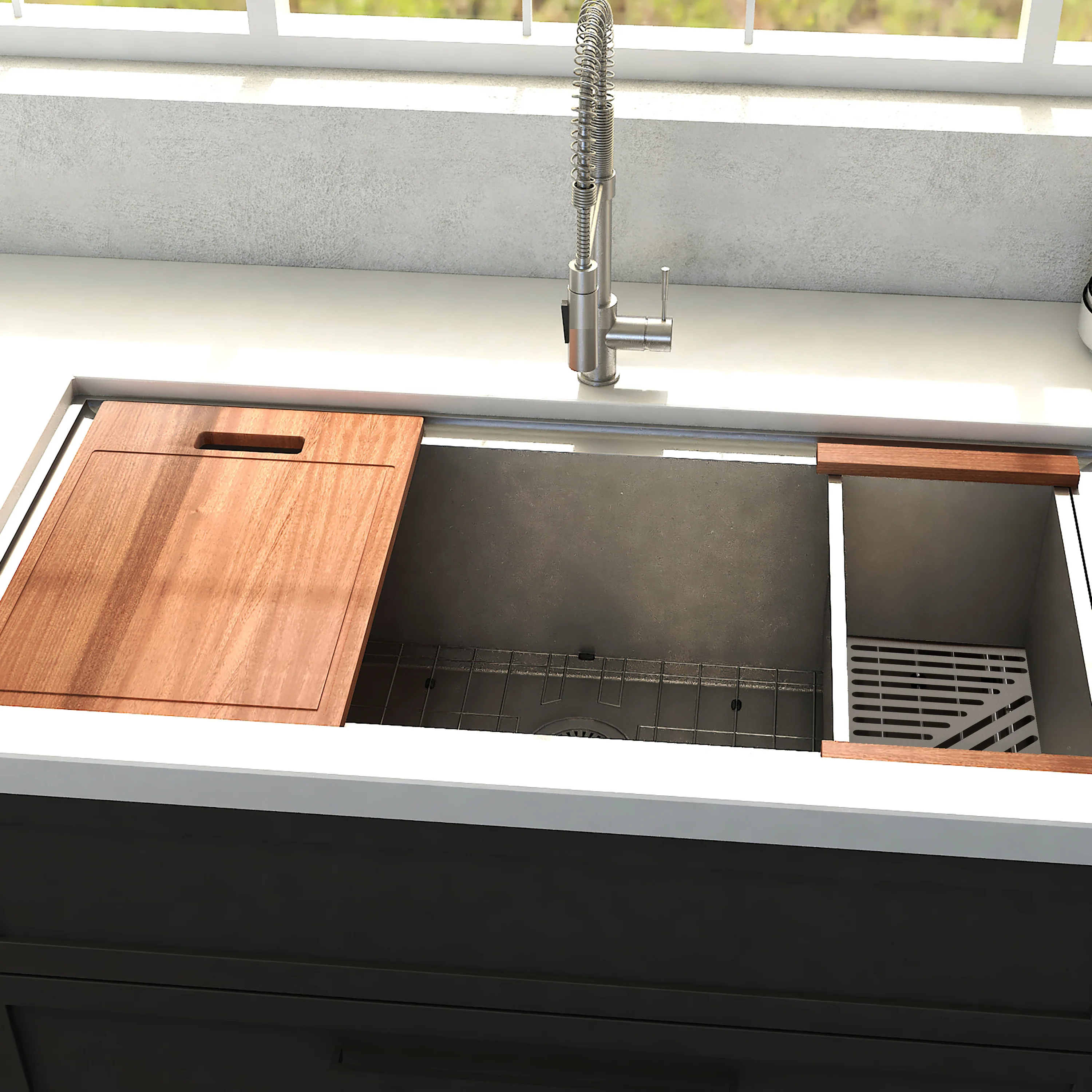 ZLINE 33 in. Garmisch Undermount Single Bowl Stainless Steel Kitchen Sink with Bottom Grid and Accessories (SLS-33) - Image 16