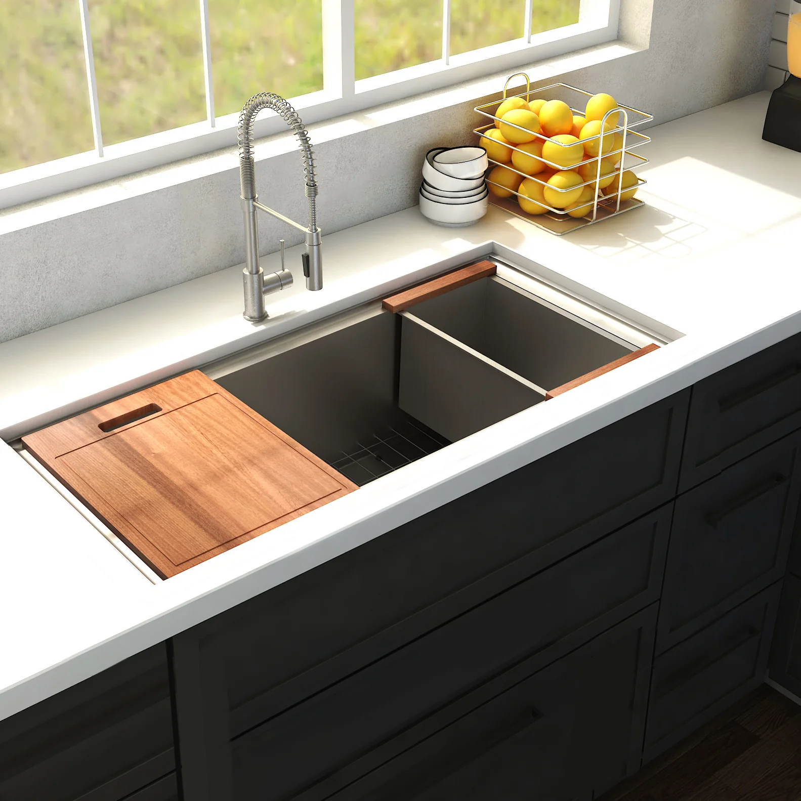 ZLINE 33 in. Garmisch Undermount Single Bowl Stainless Steel Kitchen Sink with Bottom Grid and Accessories (SLS-33) - Image 21