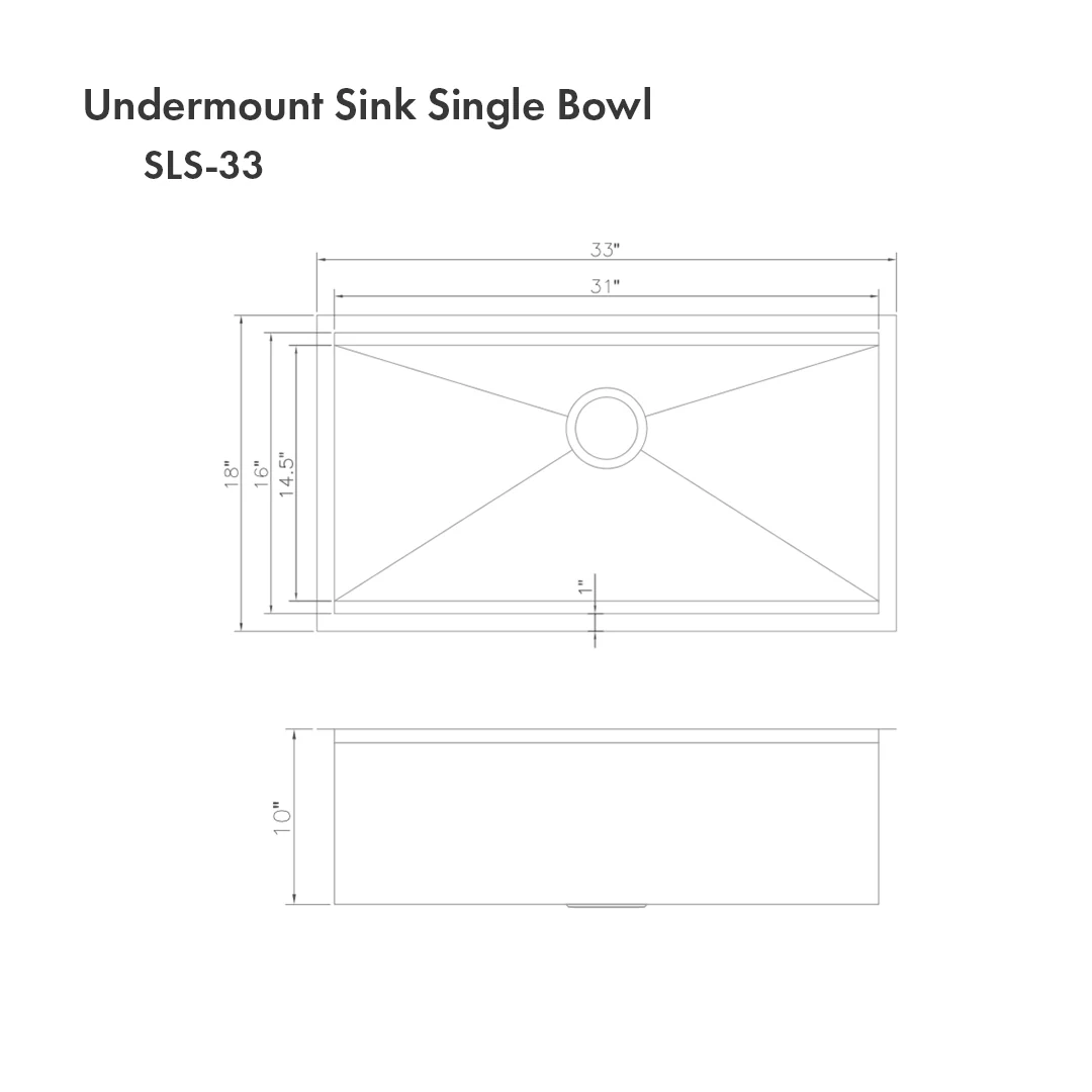 ZLINE 33 in. Garmisch Undermount Single Bowl Stainless Steel Kitchen Sink with Bottom Grid and Accessories (SLS-33) - Image 24