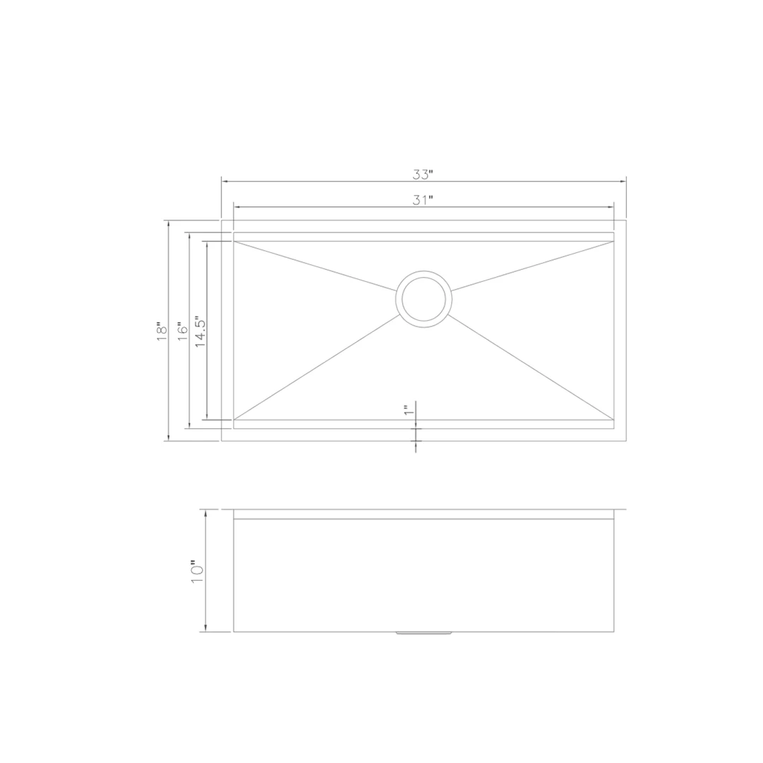 ZLINE 33 in. Garmisch Undermount Single Bowl Stainless Steel Kitchen Sink with Bottom Grid and Accessories (SLS-33) - Image 25
