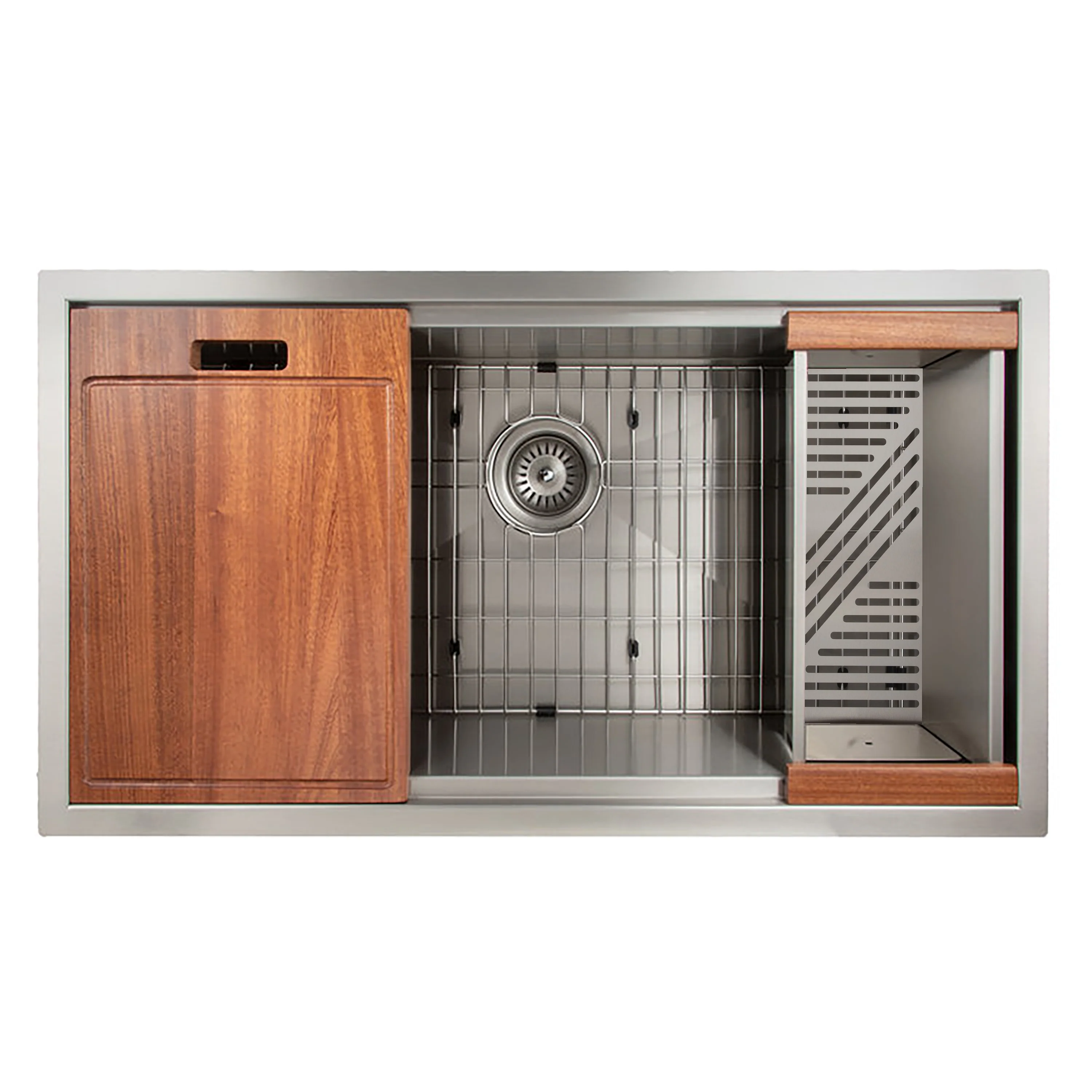 ZLINE 33 in. Garmisch Undermount Single Bowl Stainless Steel Kitchen Sink with Bottom Grid and Accessories (SLS-33) - Image 3