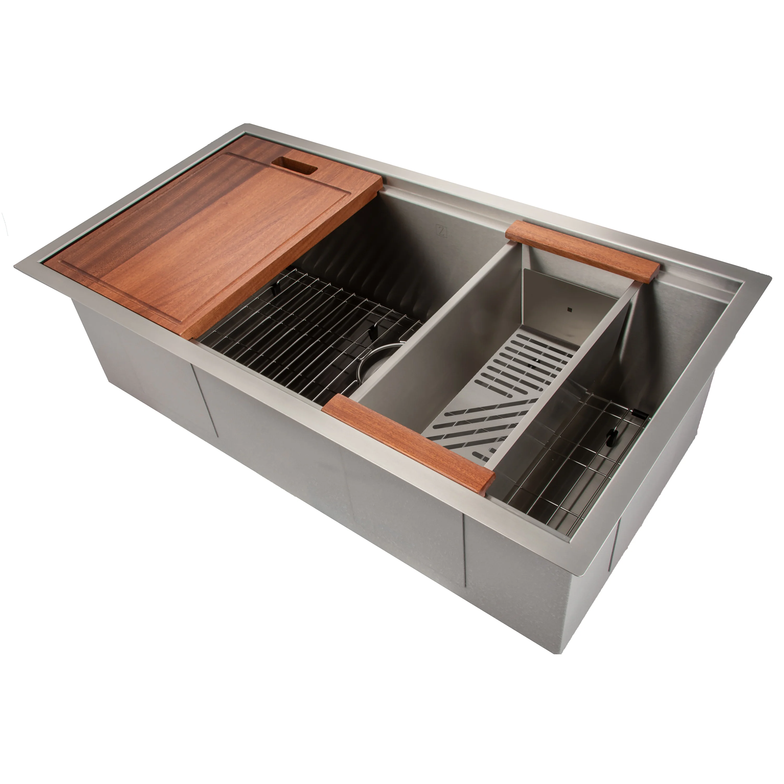 ZLINE 33 in. Garmisch Undermount Single Bowl Stainless Steel Kitchen Sink with Bottom Grid and Accessories (SLS-33) - Image 9