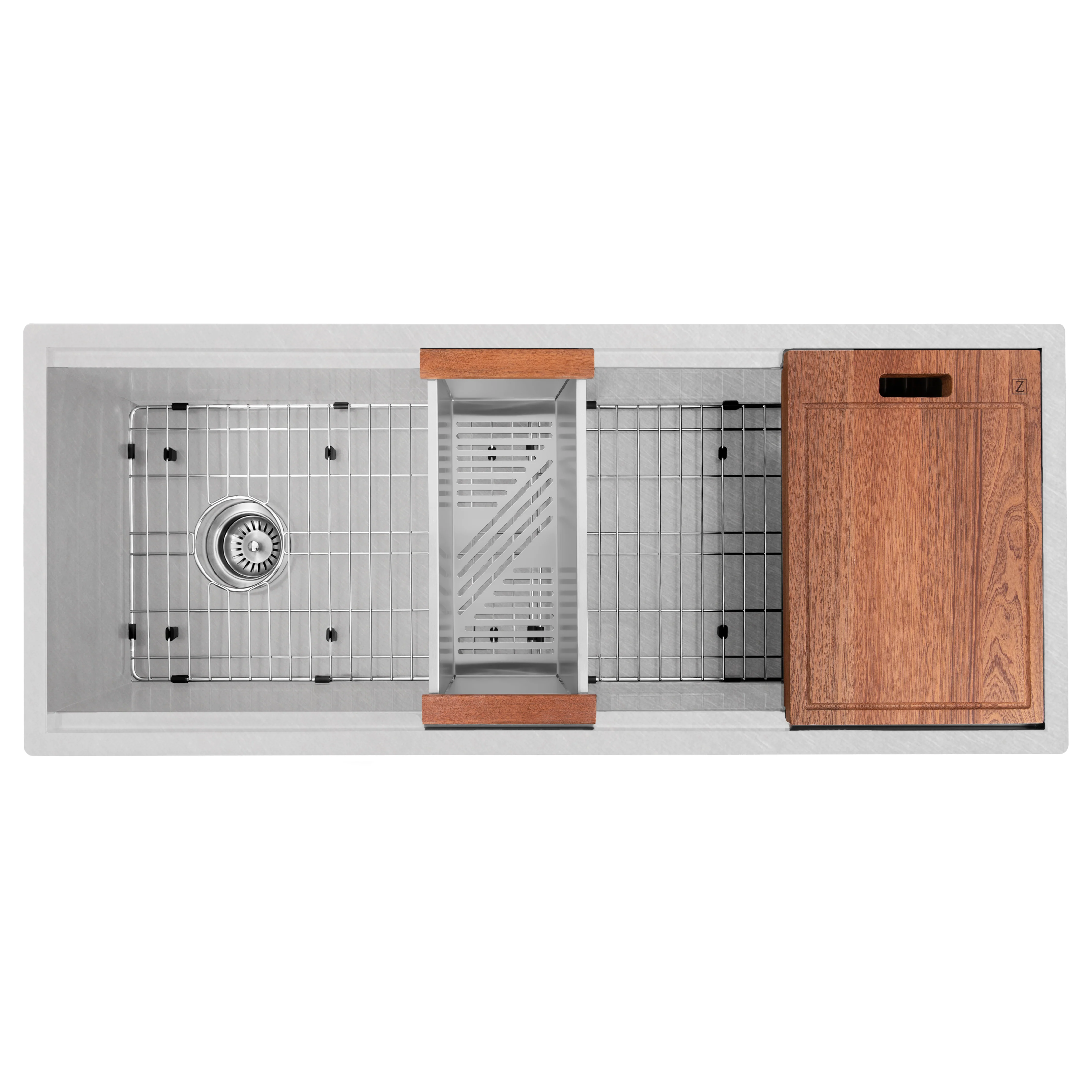 ZLINE 43 in. Garmisch Undermount Single Bowl Satin Stainless Steel Kitchen Sink with Bottom Grid and Accessories (SLS-43S) - Image 3