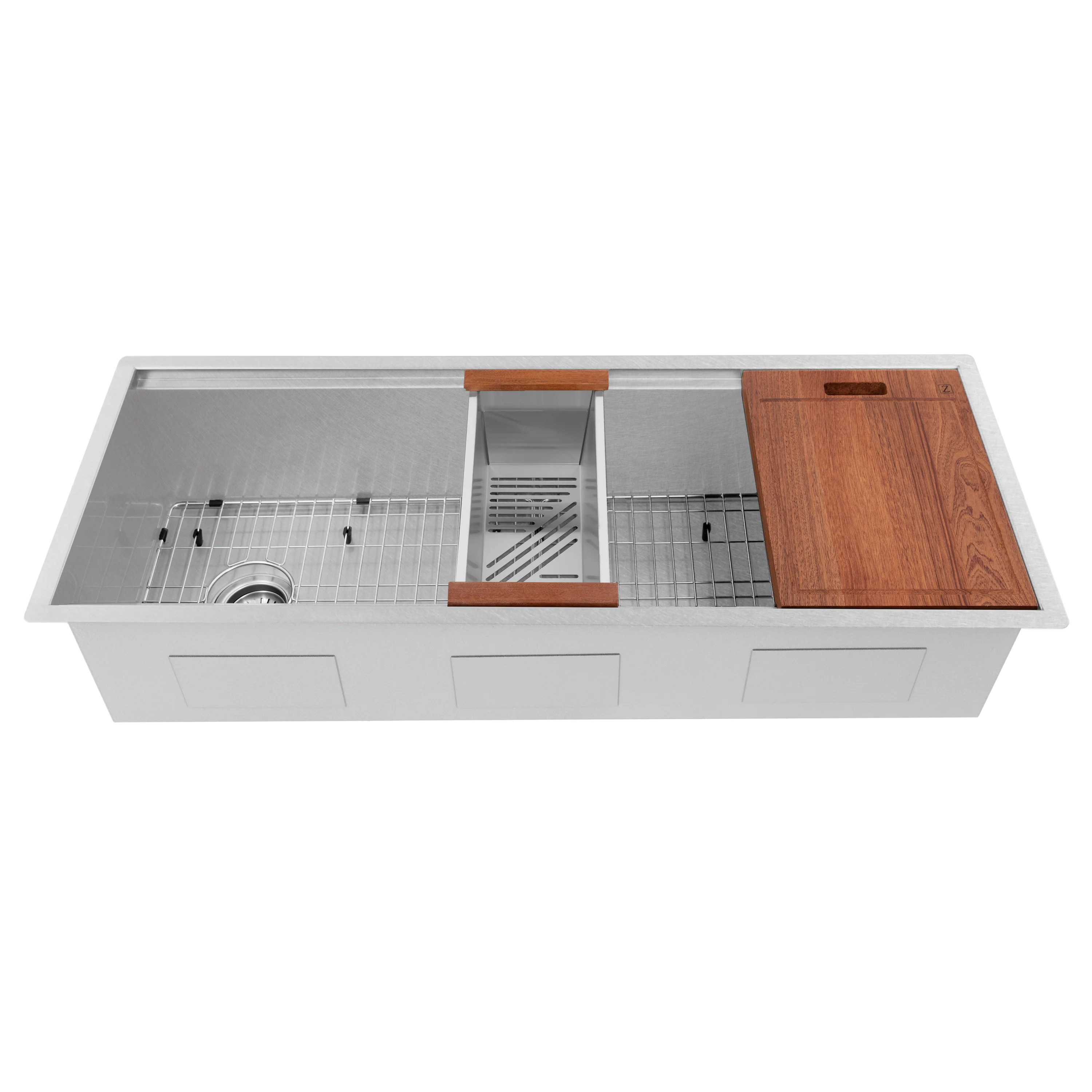 ZLINE 43 in. Garmisch Undermount Single Bowl Satin Stainless Steel Kitchen Sink with Bottom Grid and Accessories (SLS-43S) - Image 4