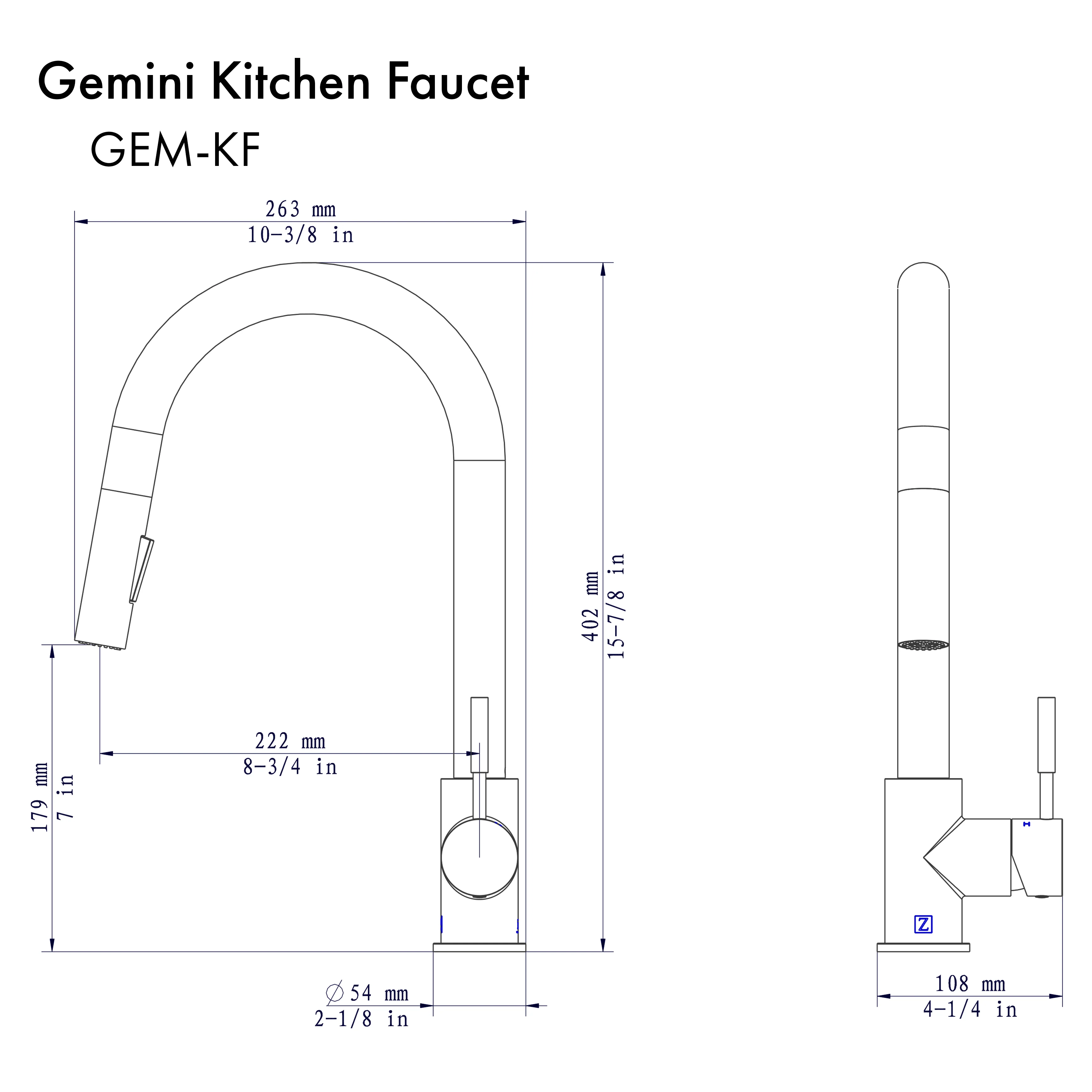 ZLINE Gemini Kitchen Faucet in Matte Black (GEM-KF-MB) - Image 15