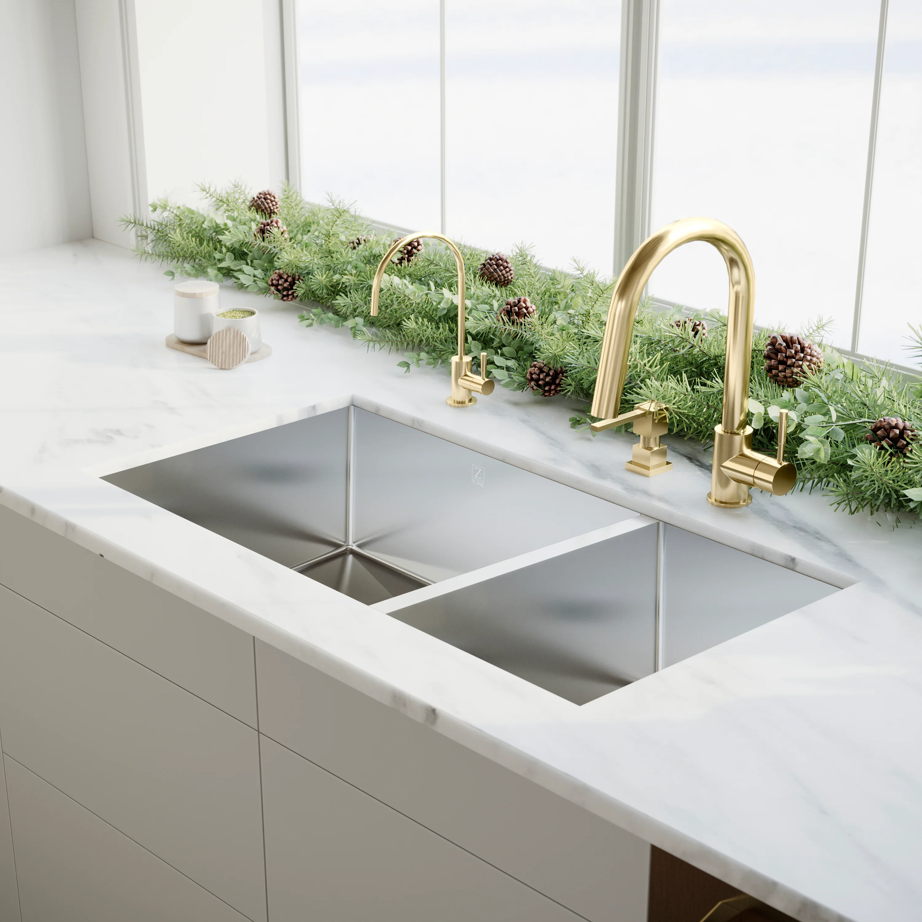 ZLINE Gemini Kitchen Faucet in Polished Gold (GEM-KF-PG) - Image 2