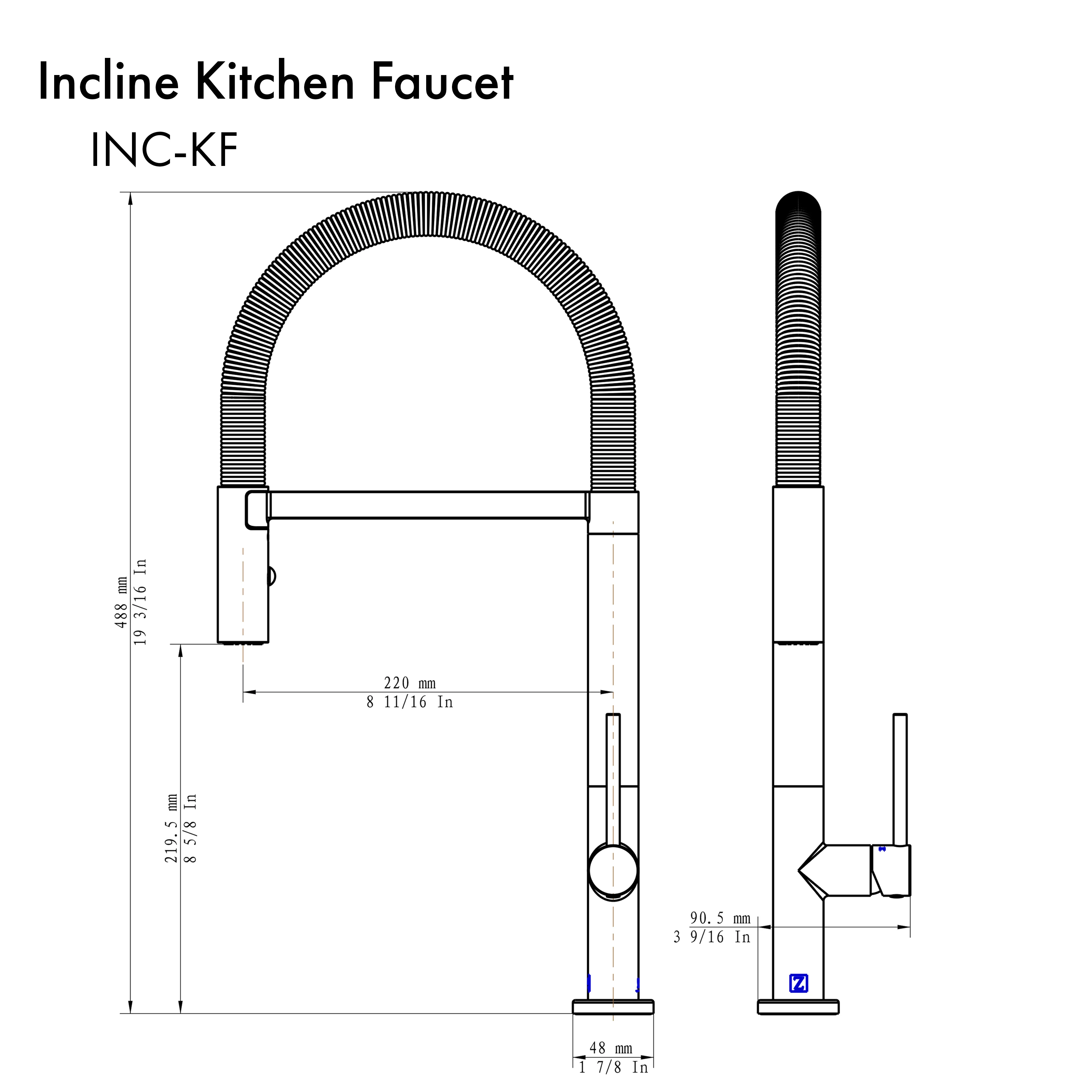 ZLINE Incline Kitchen Faucet in Chrome (INC-KF-CH) - Image 3