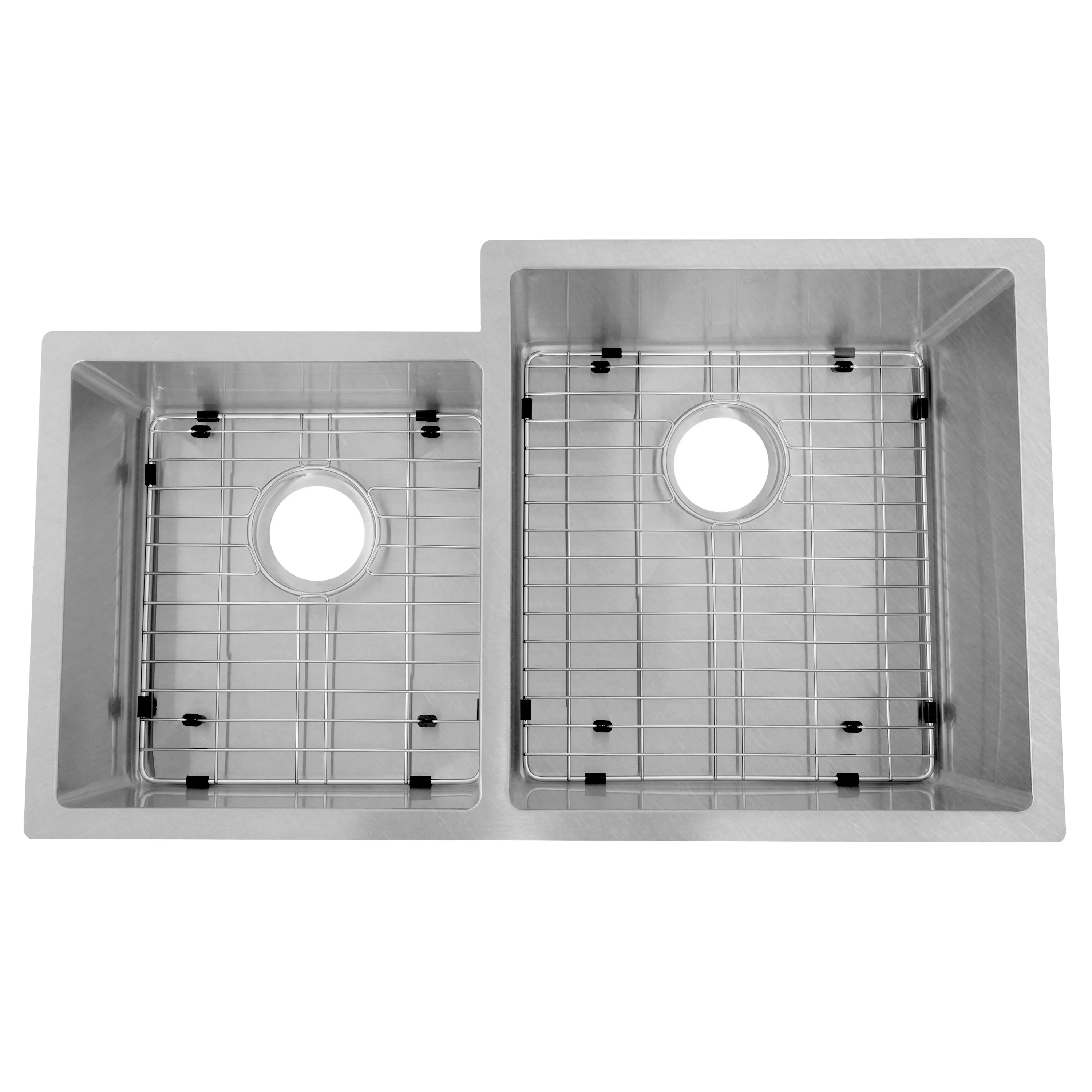 ZLINE 32 in. Jackson Undermount Double Bowl Satin Stainless Steel Kitchen Sink with Bottom Grid (SRDL-32S) - Image 2
