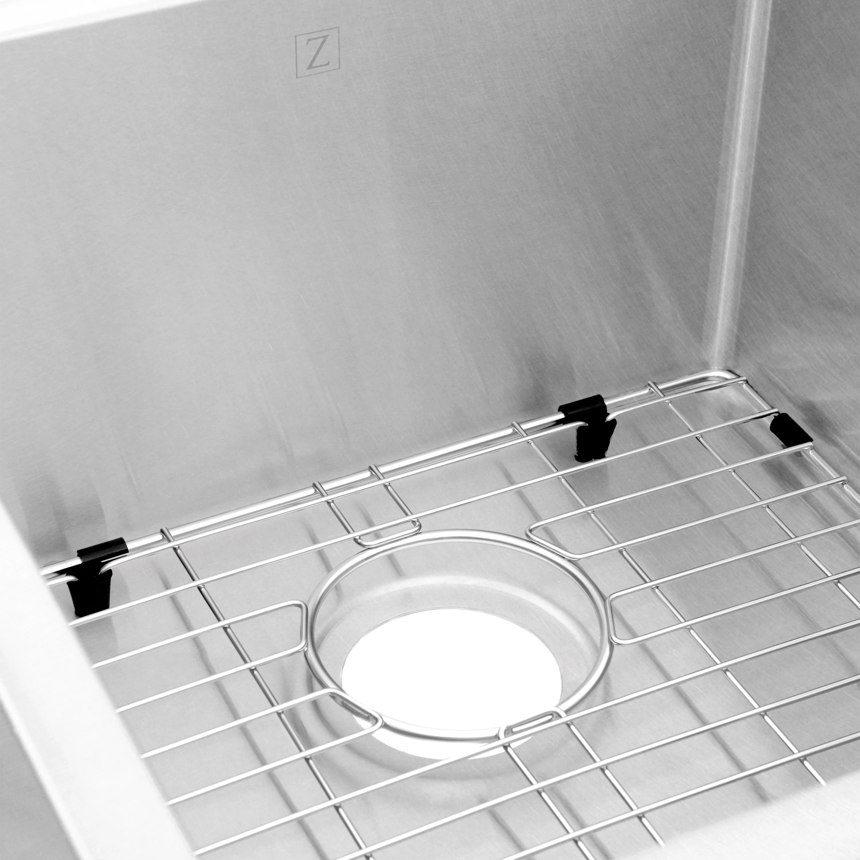 ZLINE 32 in. Jackson Undermount Double Bowl Satin Stainless Steel Kitchen Sink with Bottom Grid (SRDR-32S) - Image 3
