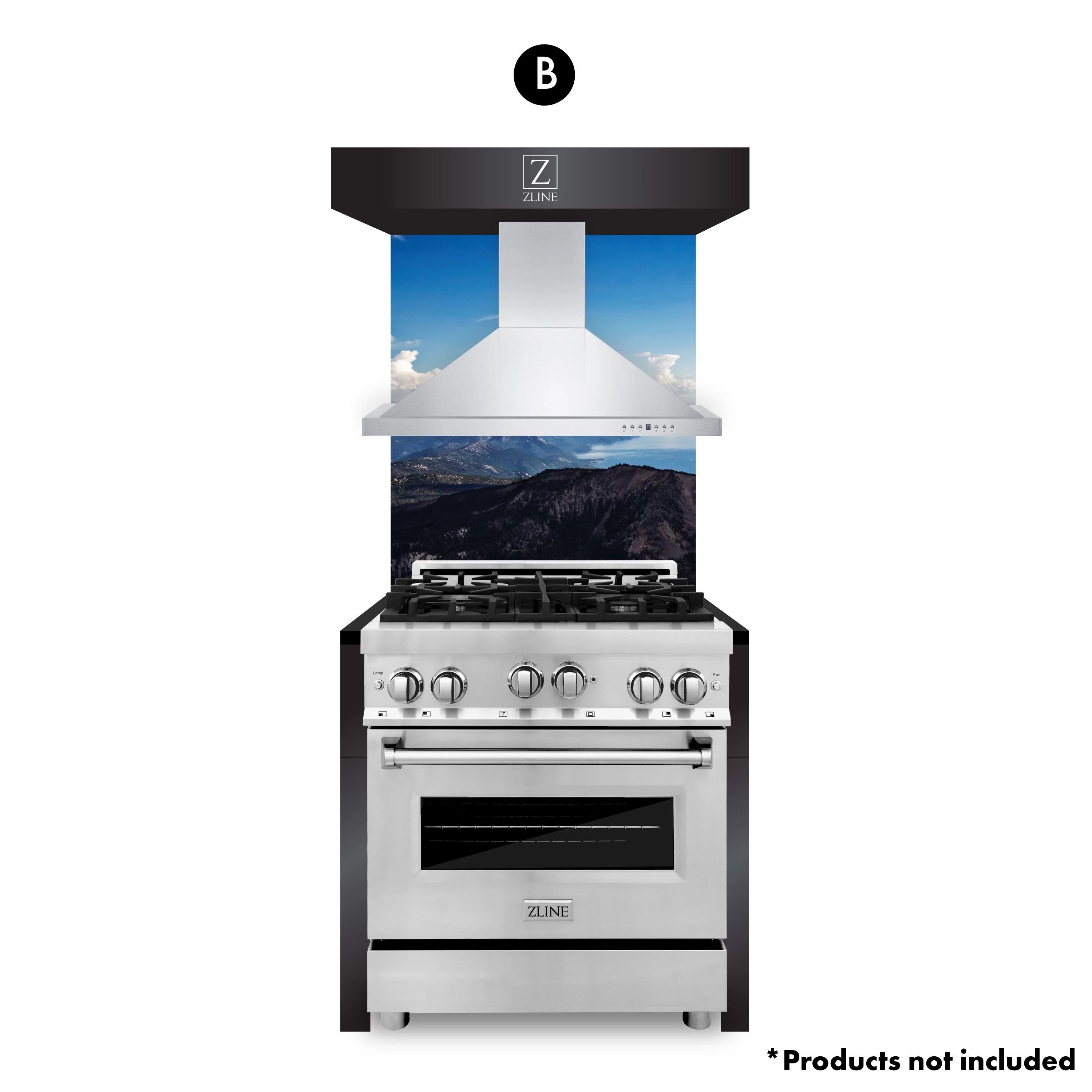 ZLINE Kitchen Vignette for 30" Range Hood and Range (VN-B)