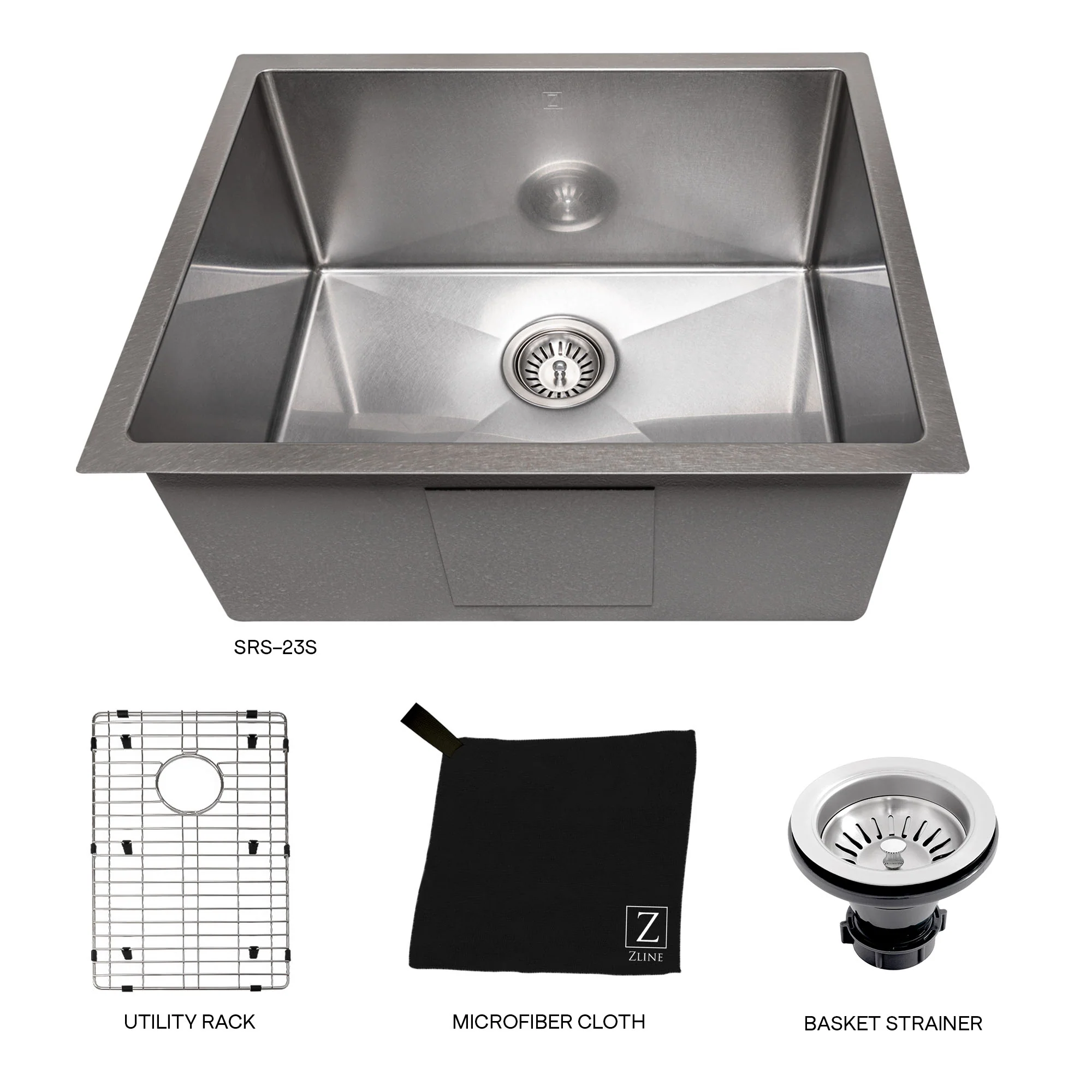 ZLINE 23 in. Meribel Undermount Single Bowl Satin Stainless Steel Kitchen Sink with Bottom Grid (SRS-23S) - Image 10
