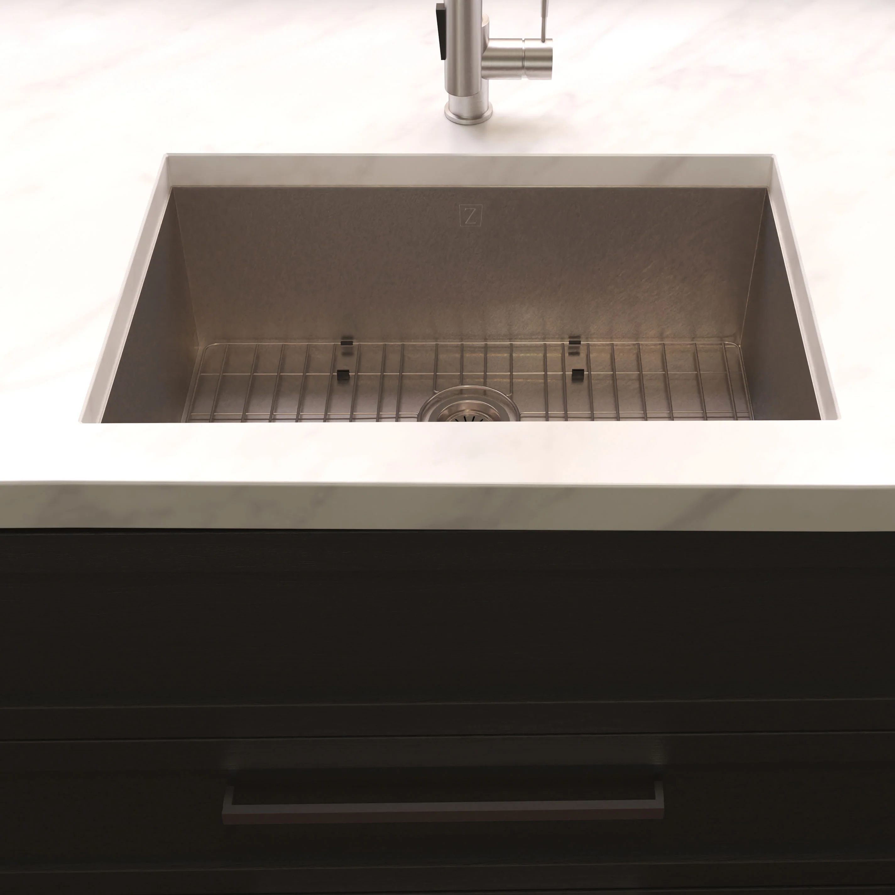 ZLINE 23 in. Meribel Undermount Single Bowl Satin Stainless Steel Kitchen Sink with Bottom Grid (SRS-23S) - Image 12