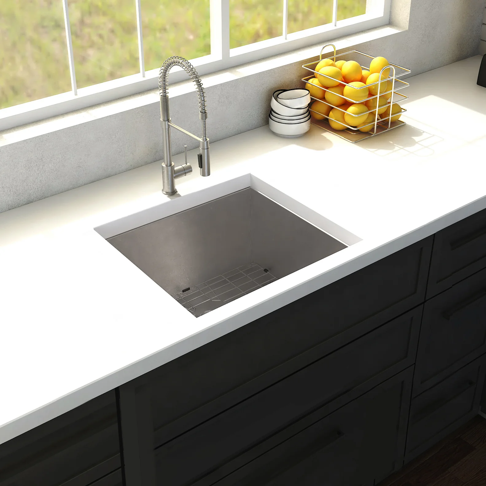 ZLINE 23 in. Meribel Undermount Single Bowl Stainless Steel Kitchen Sink with Bottom Grid (SRS-23) - Image 11
