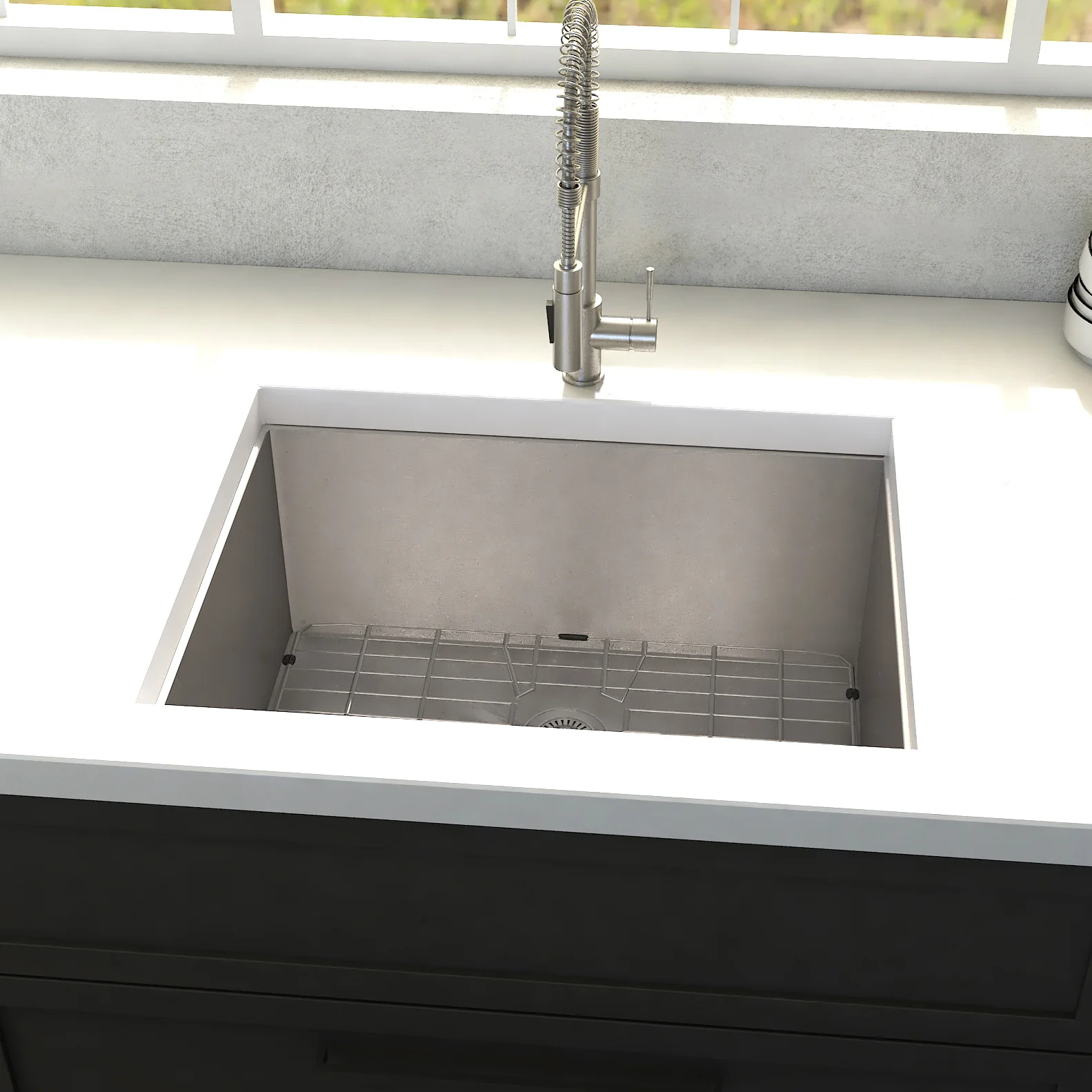 ZLINE 23 in. Meribel Undermount Single Bowl Stainless Steel Kitchen Sink with Bottom Grid (SRS-23) - Image 12