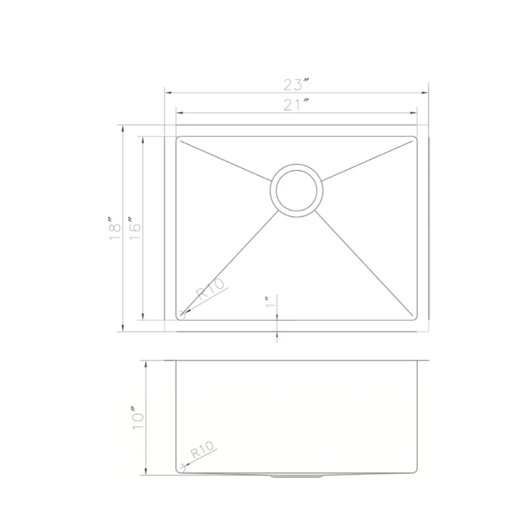 ZLINE 23 in. Meribel Undermount Single Bowl Stainless Steel Kitchen Sink with Bottom Grid (SRS-23) - Image 13