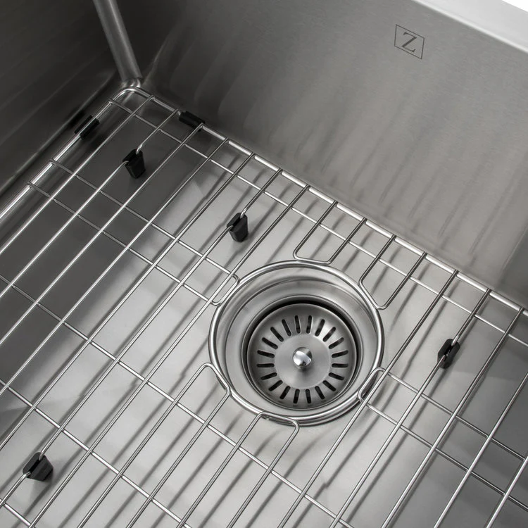 ZLINE 23 in. Meribel Undermount Single Bowl Stainless Steel Kitchen Sink with Bottom Grid (SRS-23) - Image 8