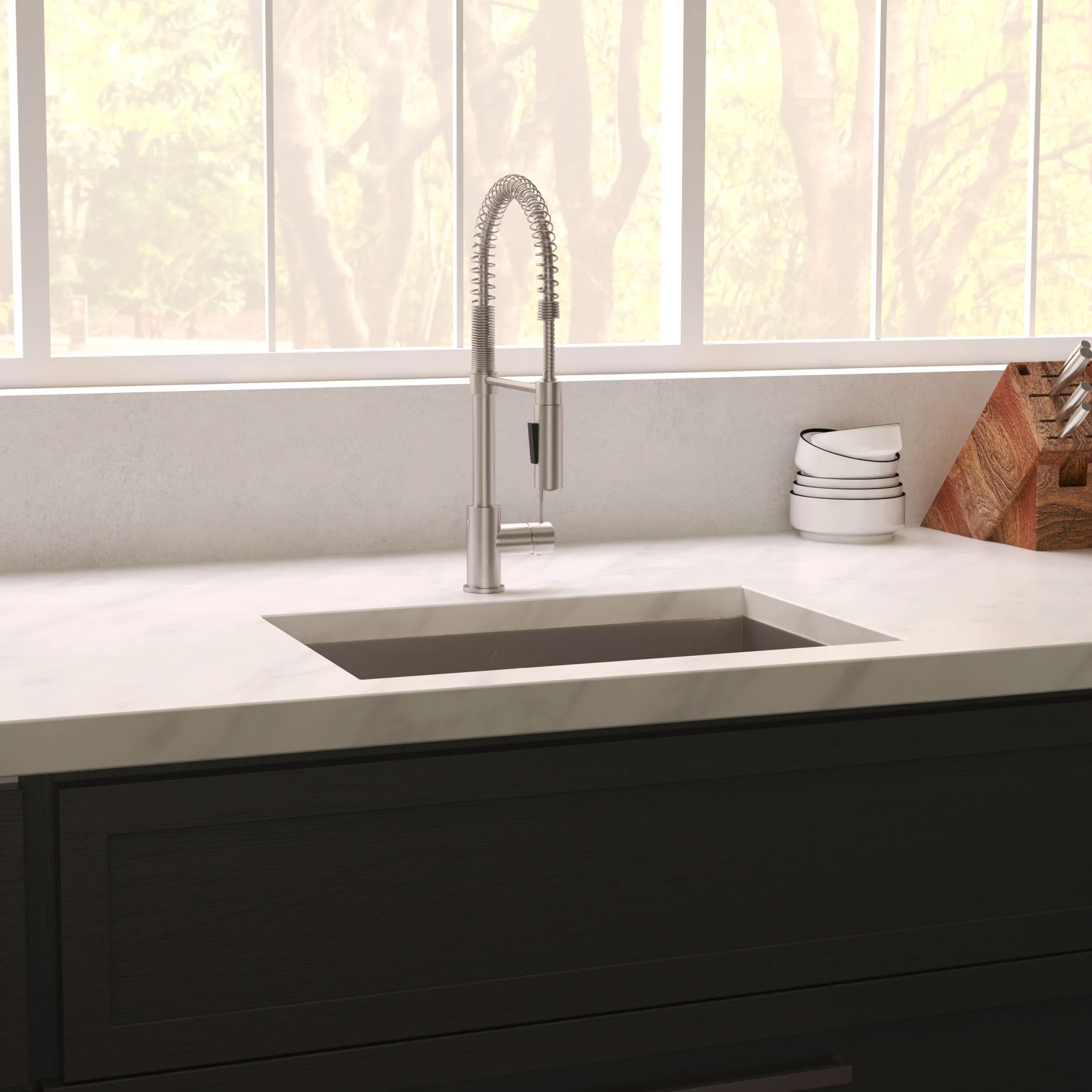 ZLINE 27 in. Meribel Undermount Single Bowl Satin Stainless Steel Kitchen Sink with Bottom Grid (SRS-27S) - Image 2
