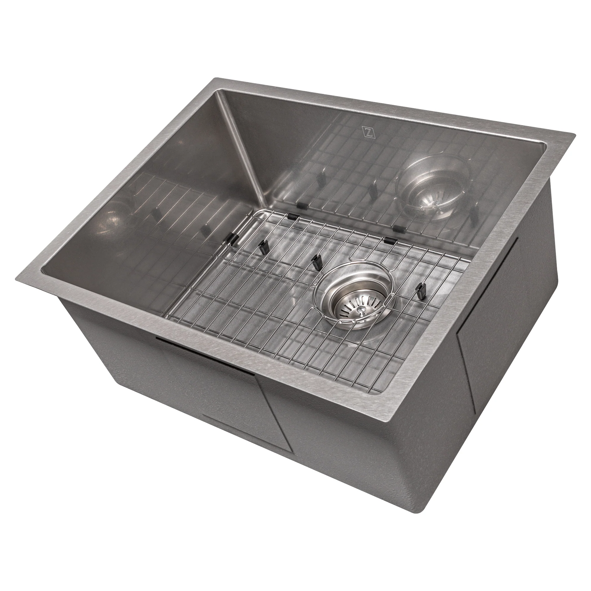 ZLINE 27 in. Meribel Undermount Single Bowl Satin Stainless Steel Kitchen Sink with Bottom Grid (SRS-27S) - Image 7