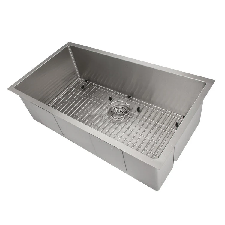 ZLINE 36 in. Meribel Undermount Single Bowl Stainless Steel Kitchen Sink with Bottom Grid (SRS-36) - Image 5