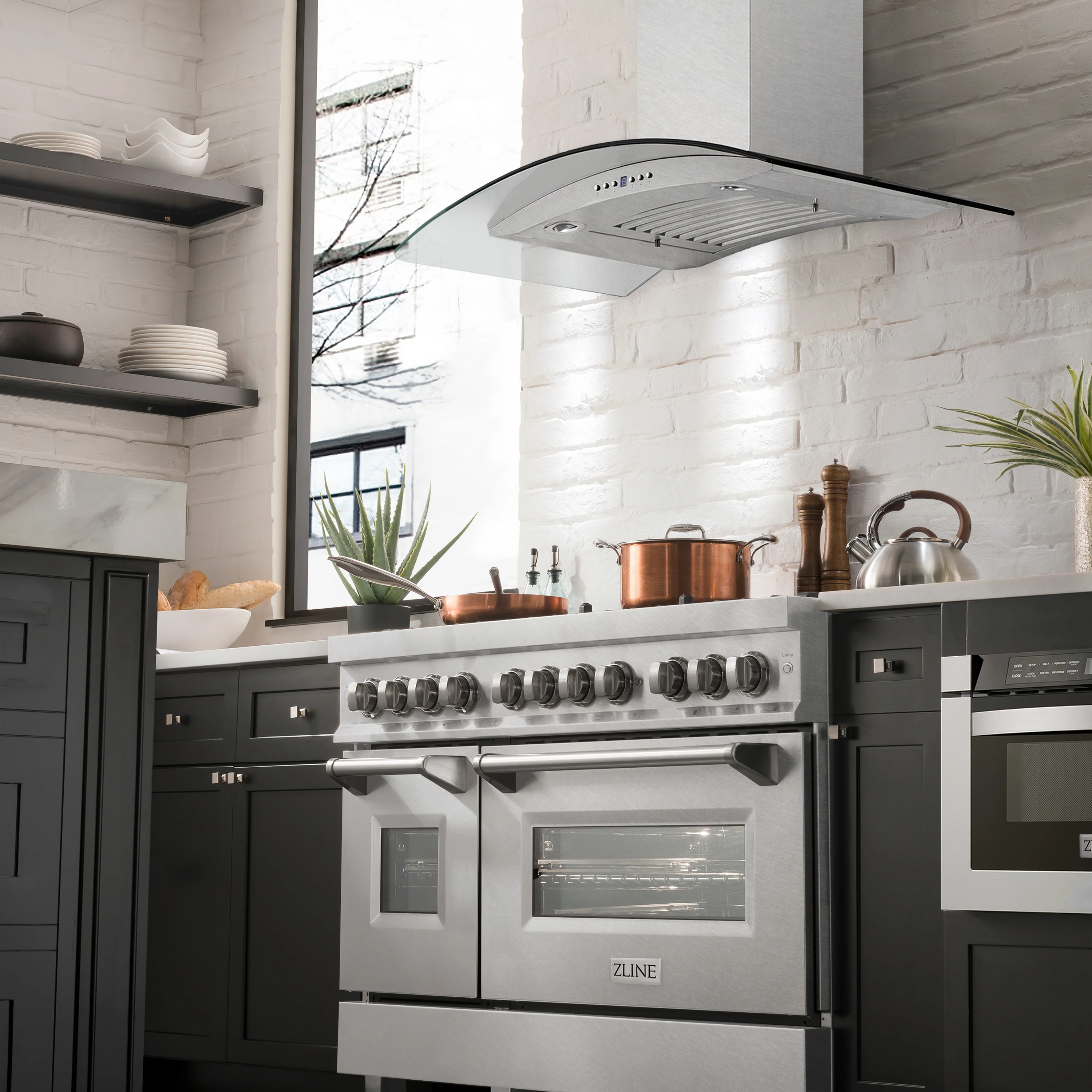 ZLINE 48 in. Convertible Vent Wall Mount Range Hood in Satin Stainless Steel and Glass (8KN4S-48) - Image 8