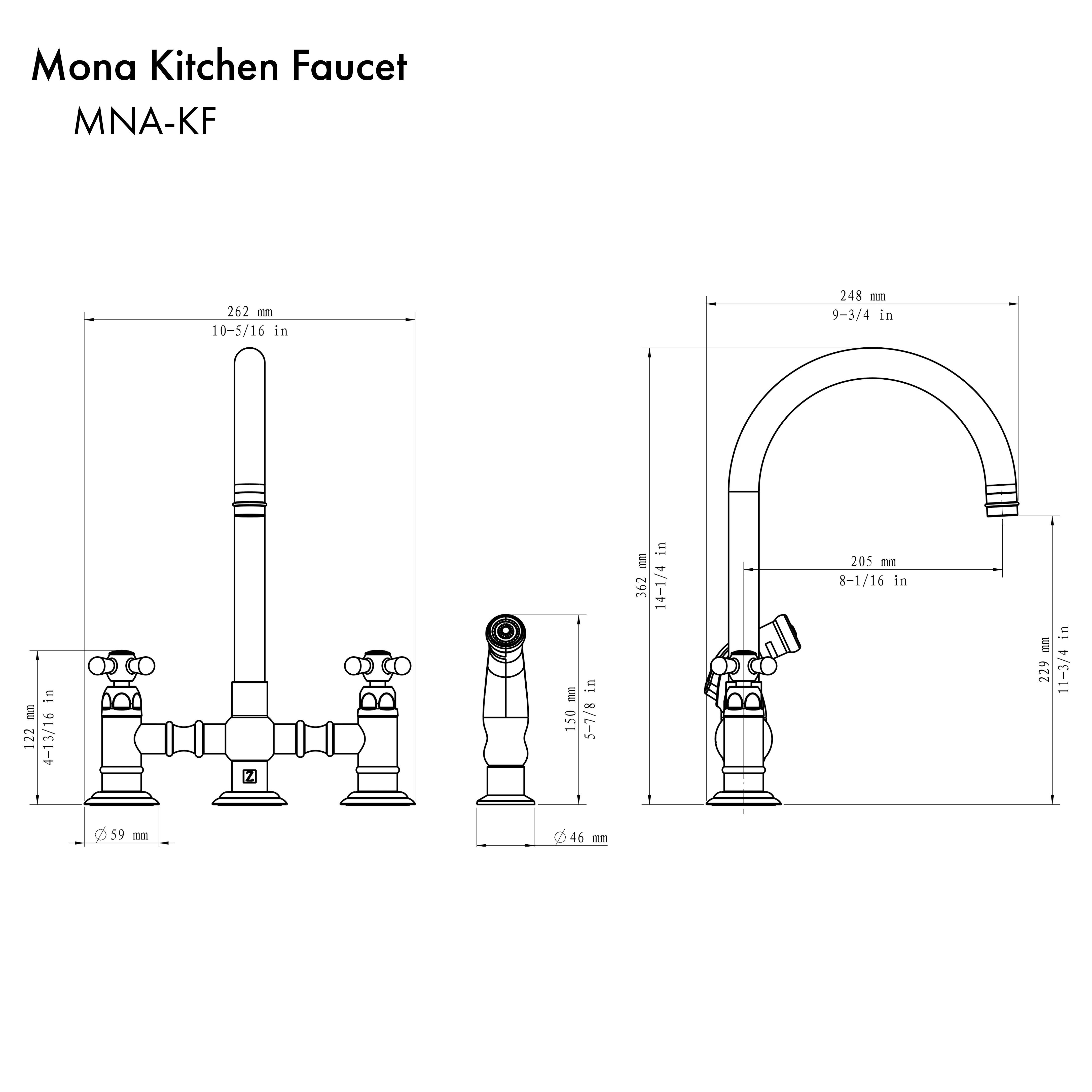 ZLINE Mona Kitchen Faucet in Chrome (MNA-KF-CH) - Image 11