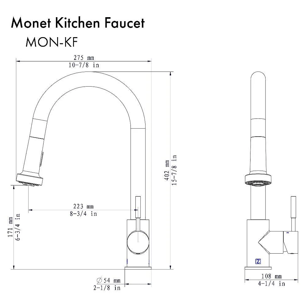 ZLINE Monet Pull Down Kitchen Faucet in Champagne Bronze (MON-KF-CB) - Image 6