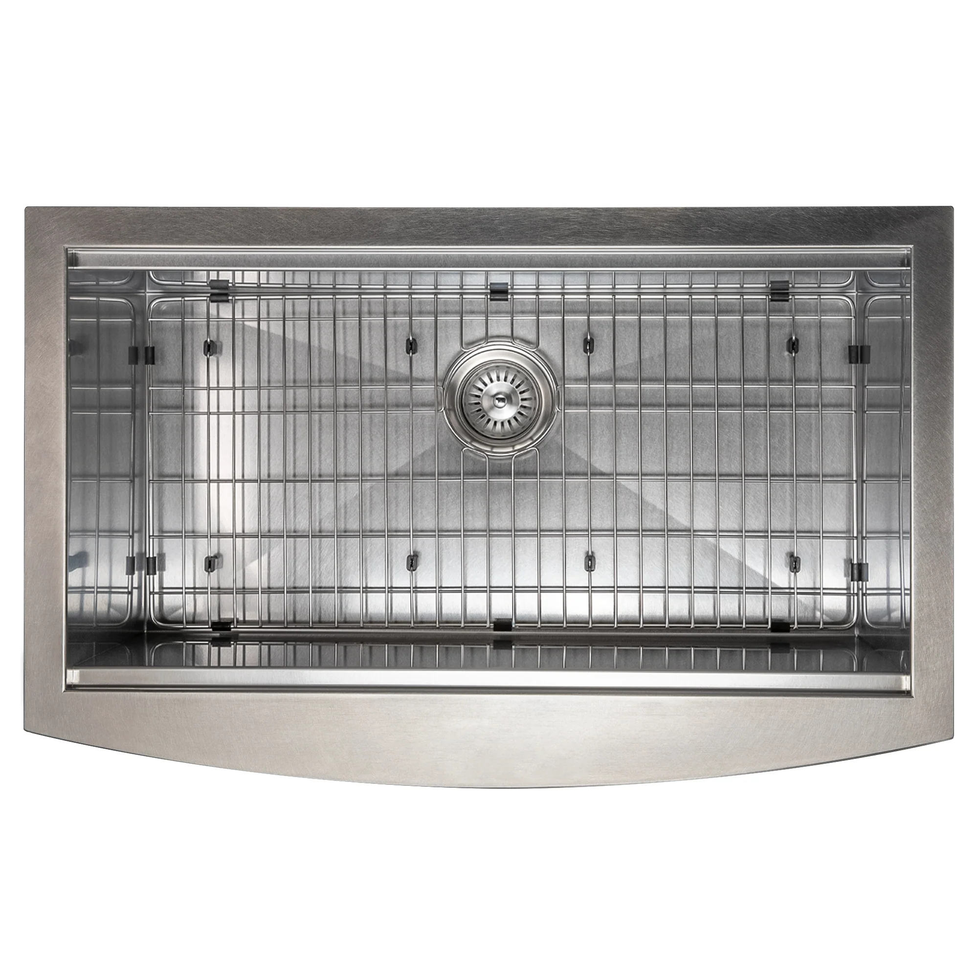 ZLINE 33 in. Moritz Farmhouse Apron Mount Single Bowl Satin Stainless Steel Kitchen Sink with Bottom Grid and Accessories (SLSAP-33S) - Image 4