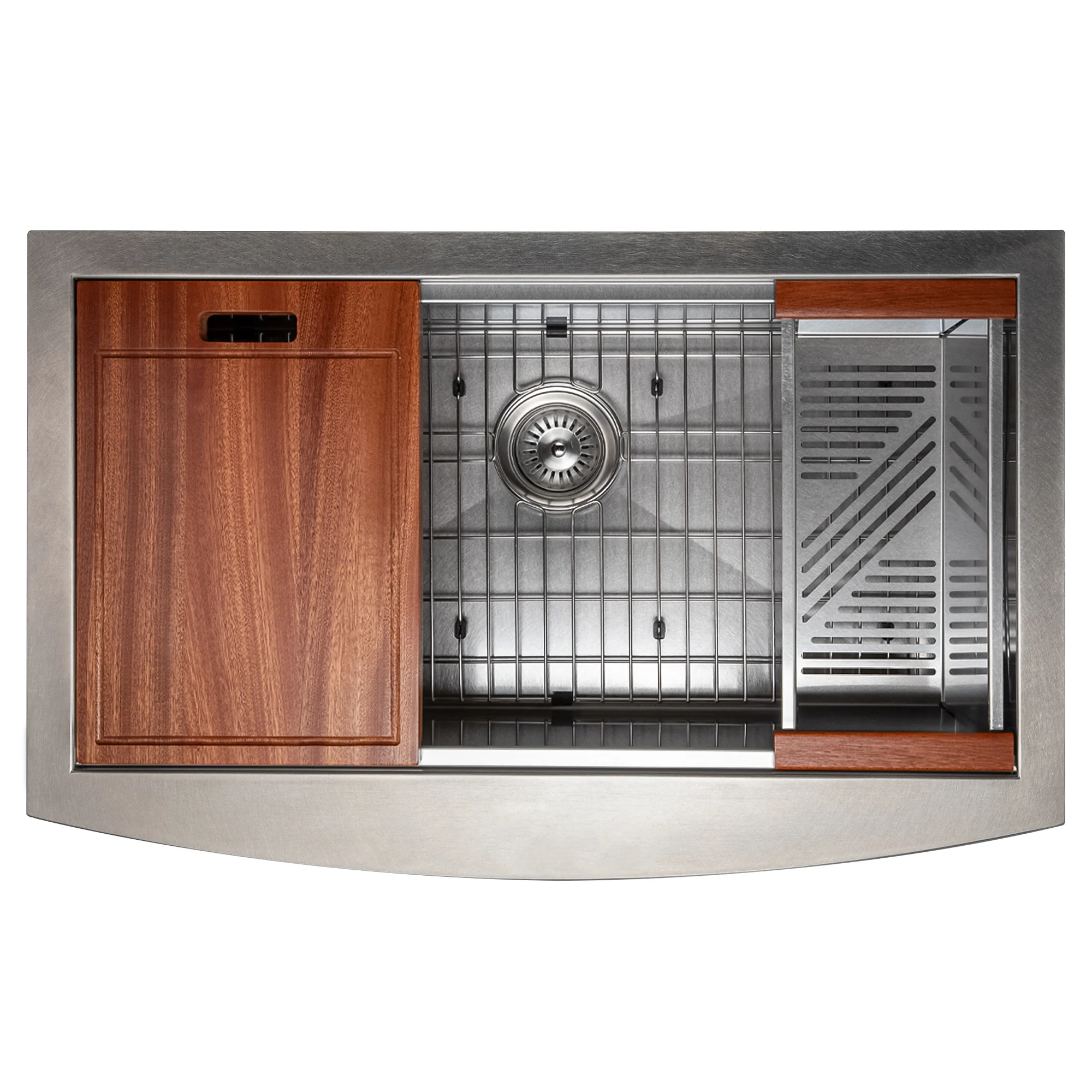 ZLINE 33 in. Moritz Farmhouse Apron Mount Single Bowl Satin Stainless Steel Kitchen Sink with Bottom Grid and Accessories (SLSAP-33S) - Image 8