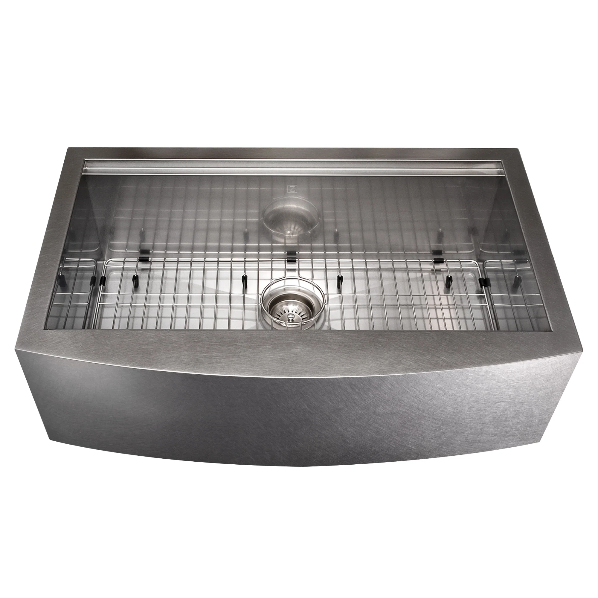 ZLINE 33 in. Moritz Farmhouse Apron Mount Single Bowl Satin Stainless Steel Kitchen Sink with Bottom Grid and Accessories (SLSAP-33S) - Image 9