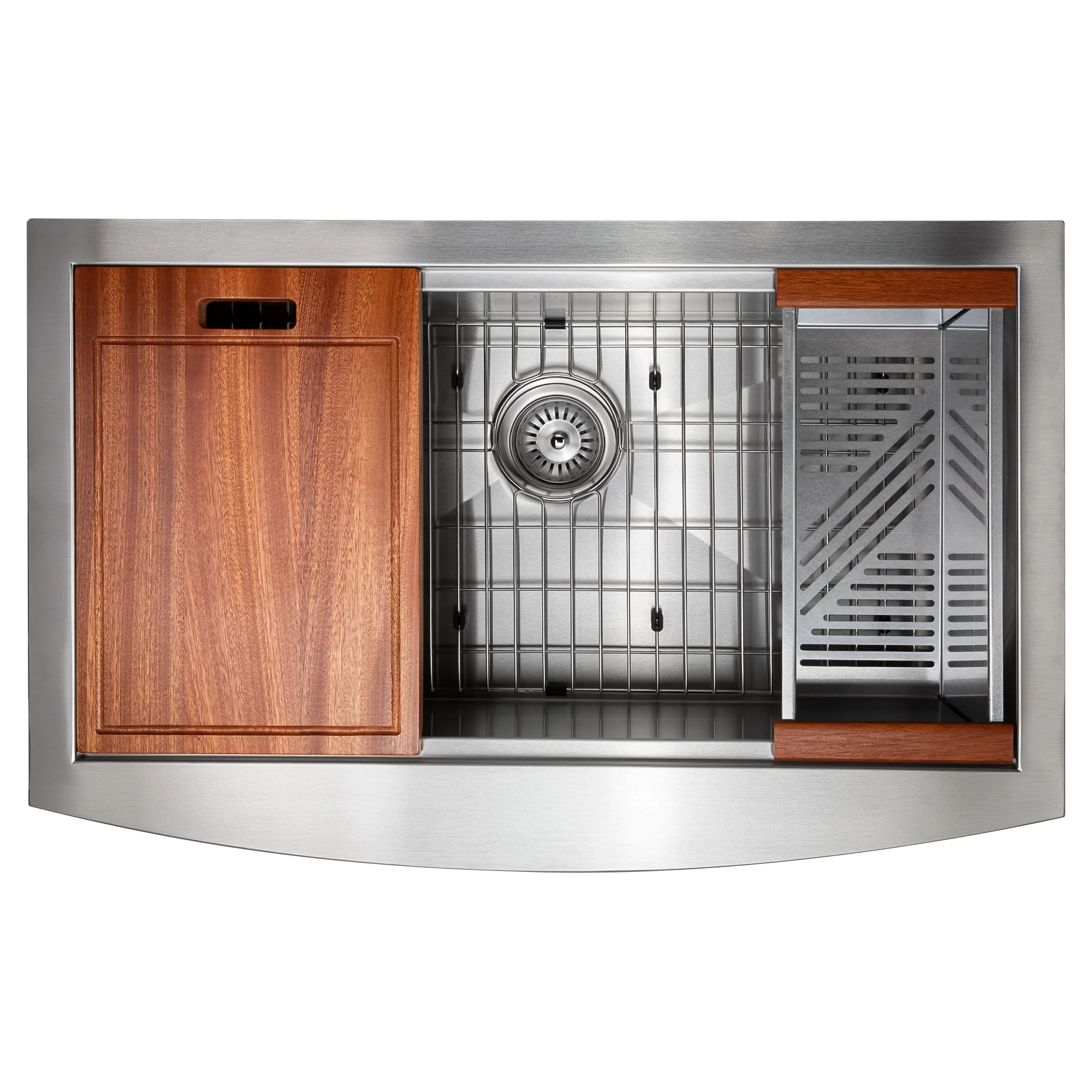 ZLINE 33 in. Moritz Farmhouse Apron Mount Single Bowl Stainless Steel Kitchen Sink with Bottom Grid and Accessories (SLSAP-33) - Image 9