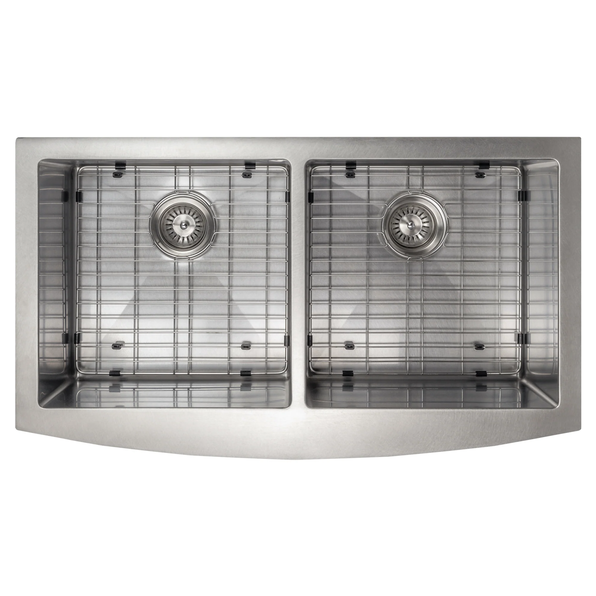 ZLINE 36 in. Niseko Farmhouse Apron Mount Double Bowl Satin Stainless Steel Kitchen Sink with Bottom Grid (SA50D-36S) - Image 9