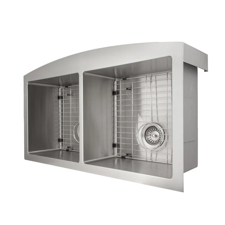 ZLINE 36 in. Niseko Farmhouse Apron Mount Double Bowl Stainless Steel Kitchen Sink with Bottom Grid (SA50D-36) - Image 3