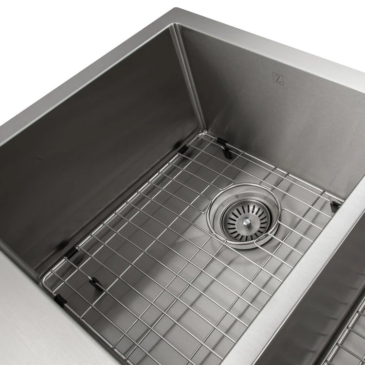 ZLINE 36 in. Niseko Farmhouse Apron Mount Double Bowl Stainless Steel Kitchen Sink with Bottom Grid (SA50D-36) - Image 7