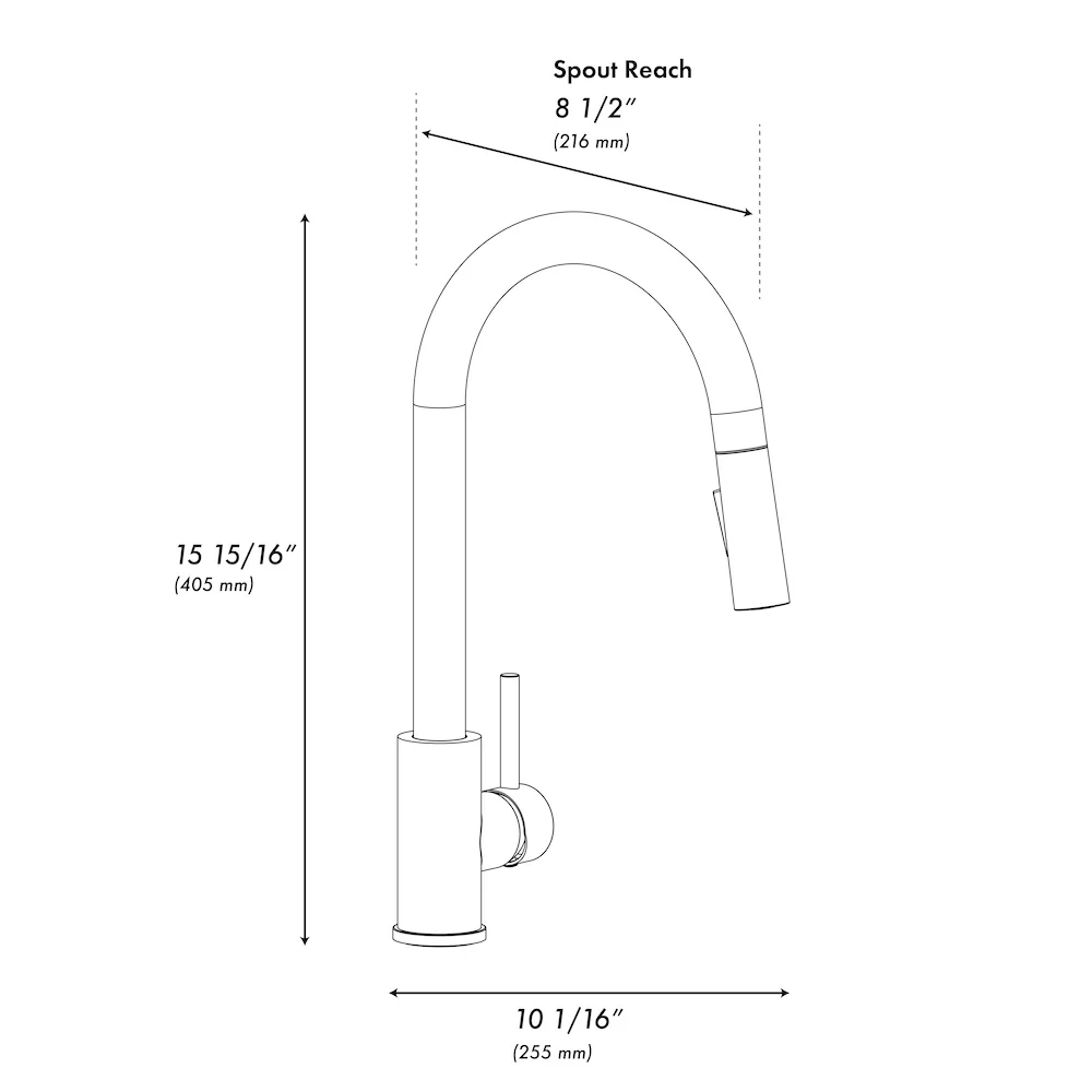 ZLINE Palisades Pull Down Single Handle Kitchen Faucet in Matte Black (RBCN1-KF-MB) - Image 11