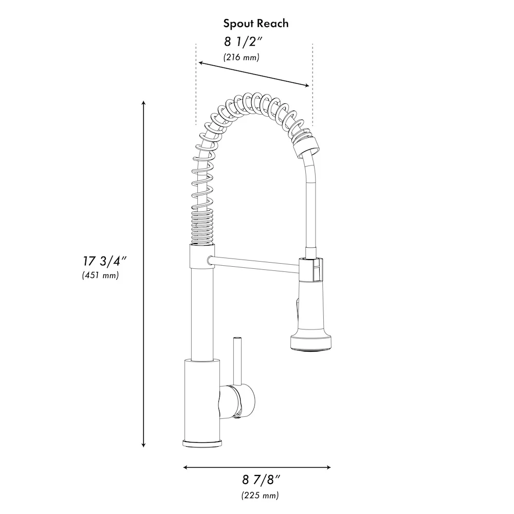 ZLINE Palisades Pull Down Spring Spray Wand Kitchen Faucet in Brushed Nickel (RBCN2-KF-BN) - Image 9