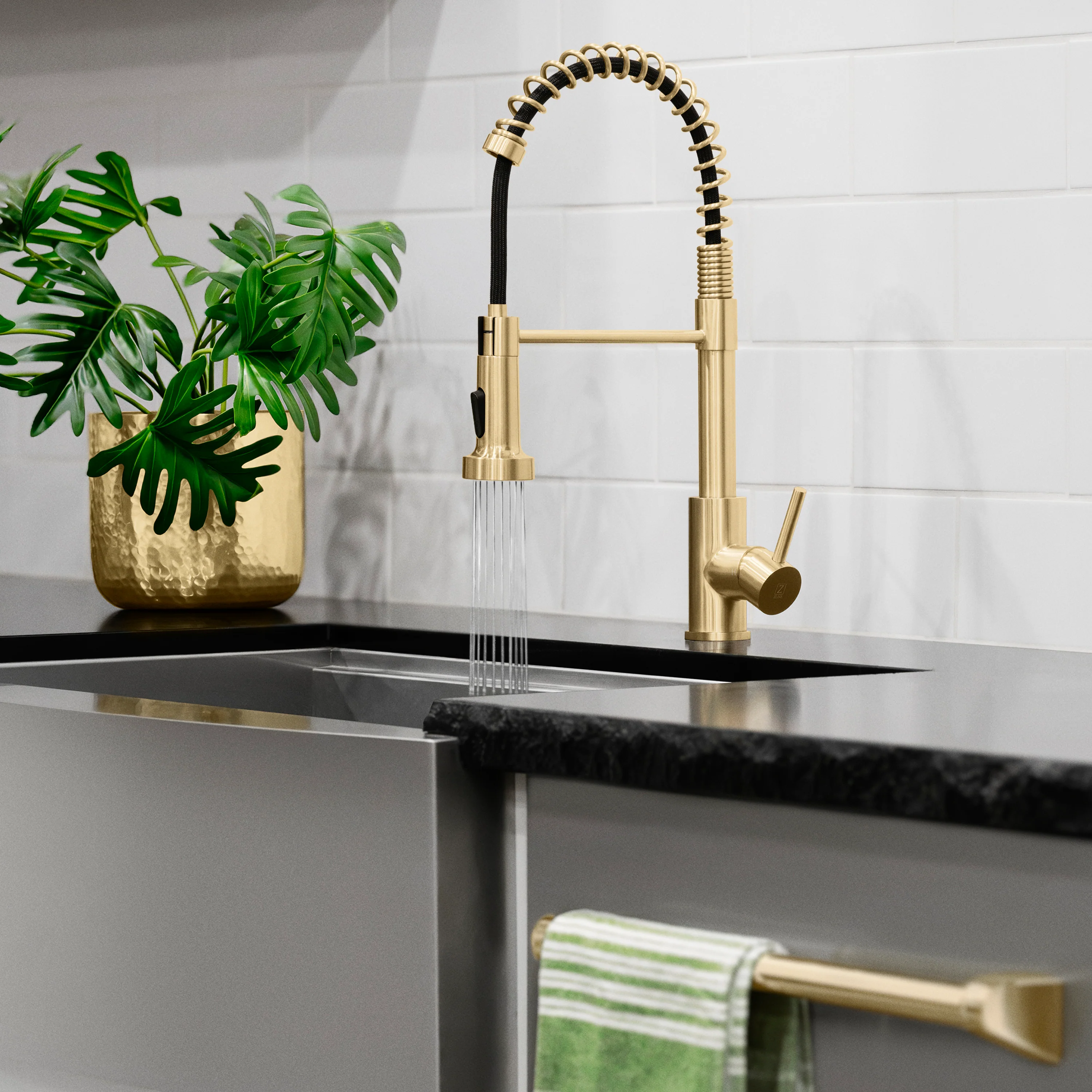 ZLINE Palisades Pull Down Spring Spray Wand Kitchen Faucet in Champagne Bronze (RBCN2-KF-CB) - Image 9