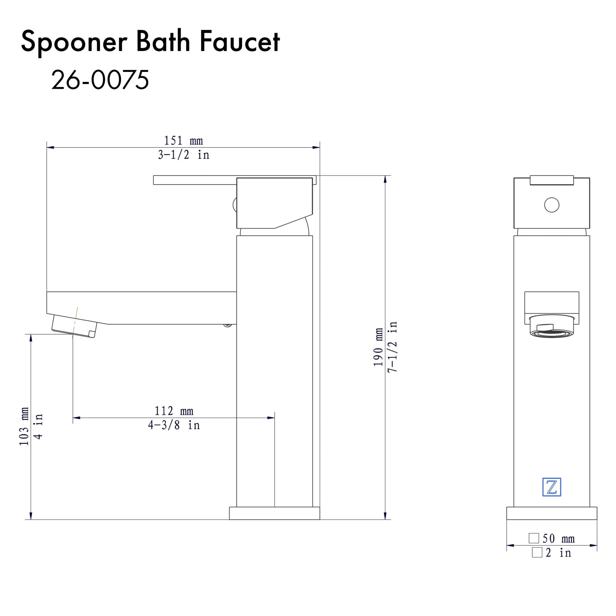ZLINE Autograph Edition Spooner Bath Faucet in Matte Black (SPN-BF-MB) - Image 5