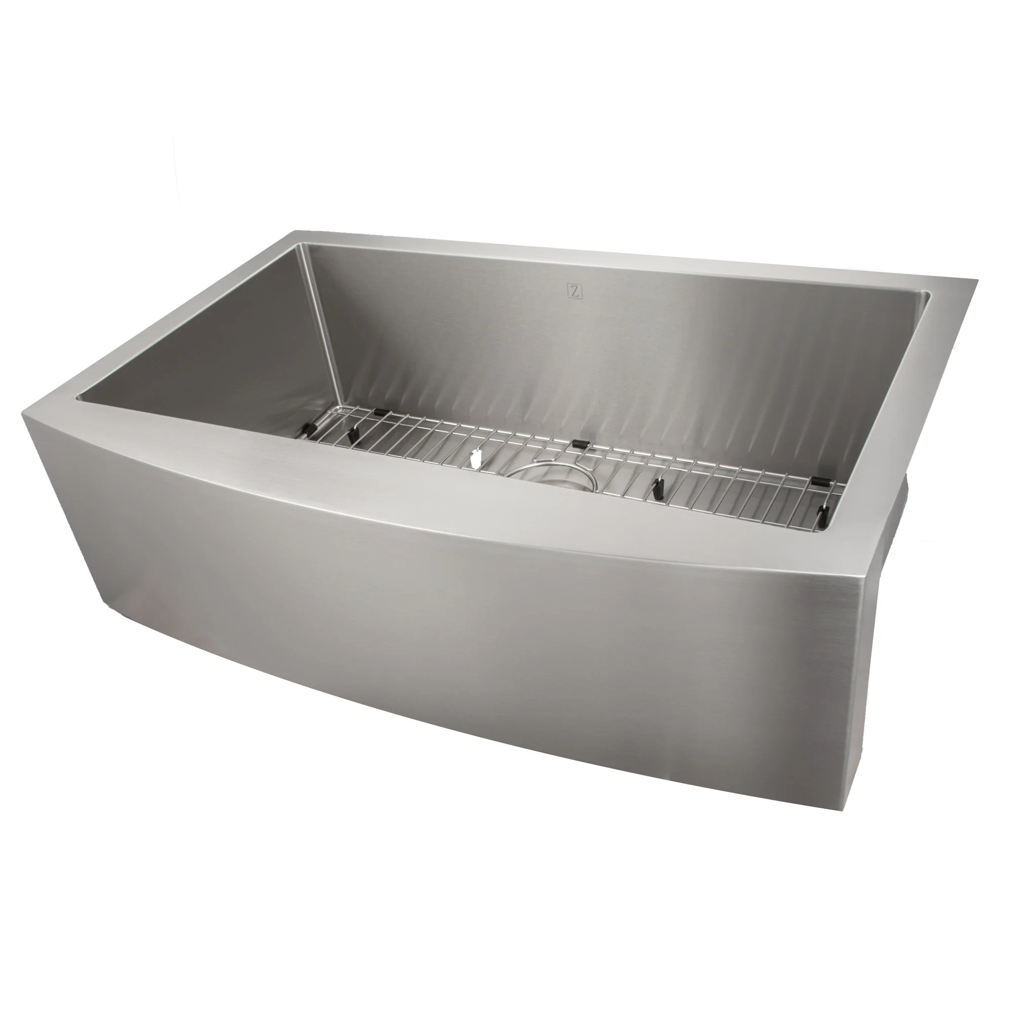 ZLINE 33 in. Vail Farmhouse Apron Mount Single Bowl Stainless Steel Kitchen Sink with Bottom Grid (SAS-33) - Image 5