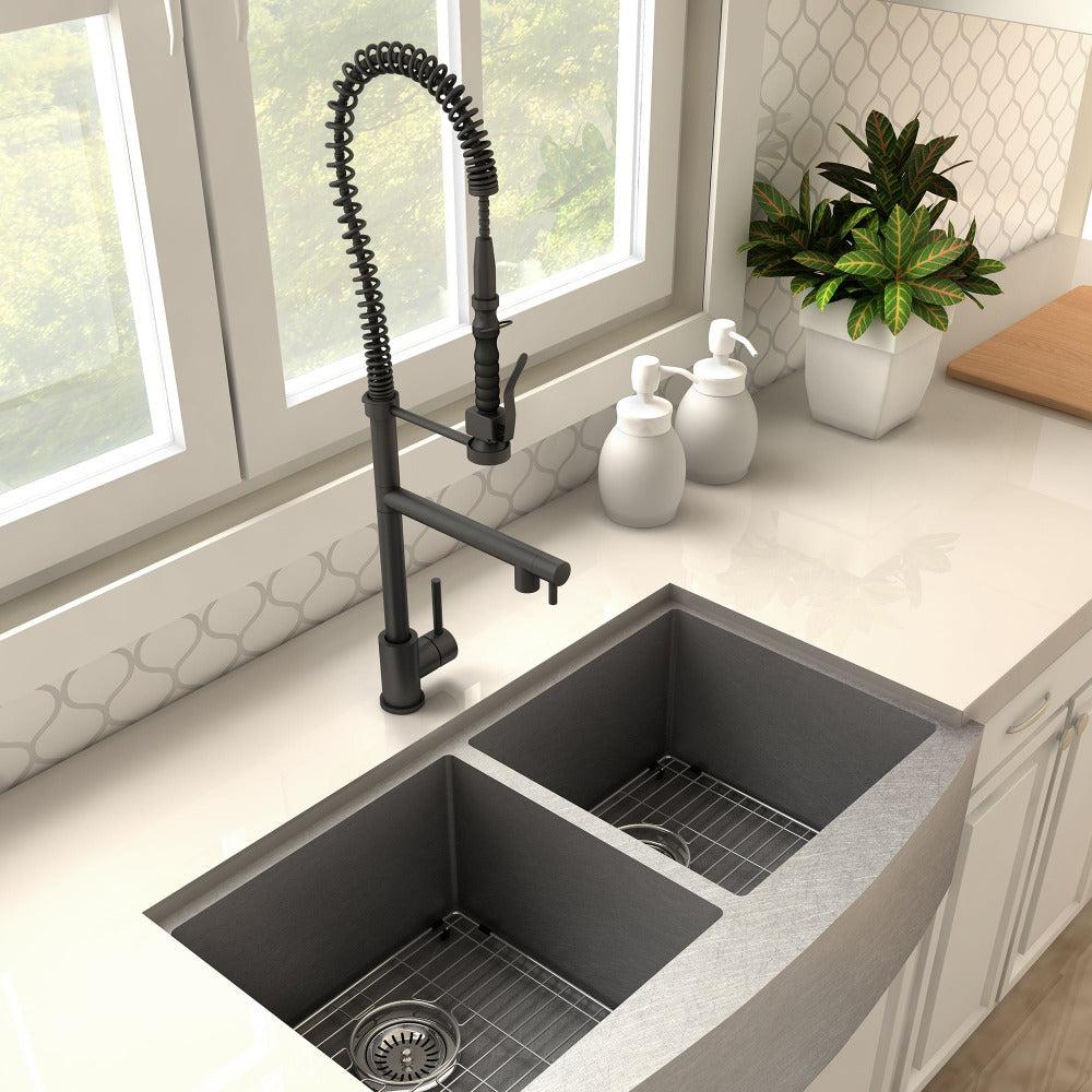 ZLINE Van Gogh Pull Down Spring Kitchen Faucet with Pot Filler in Matte Black (VNG-KF-MB) - Image 4