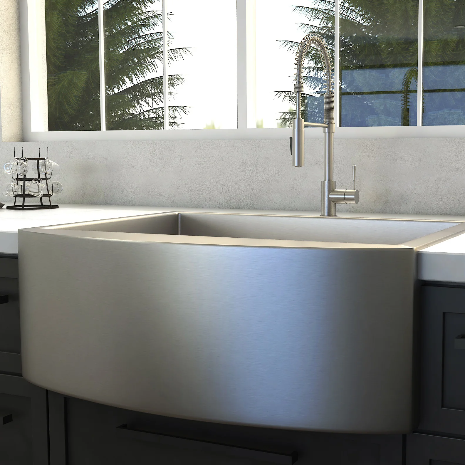 ZLINE 30 in. Zermatt Farmhouse Apron Mount Single Bowl Stainless Steel Kitchen Sink with Bottom Grid (SAS-30) - Image 12