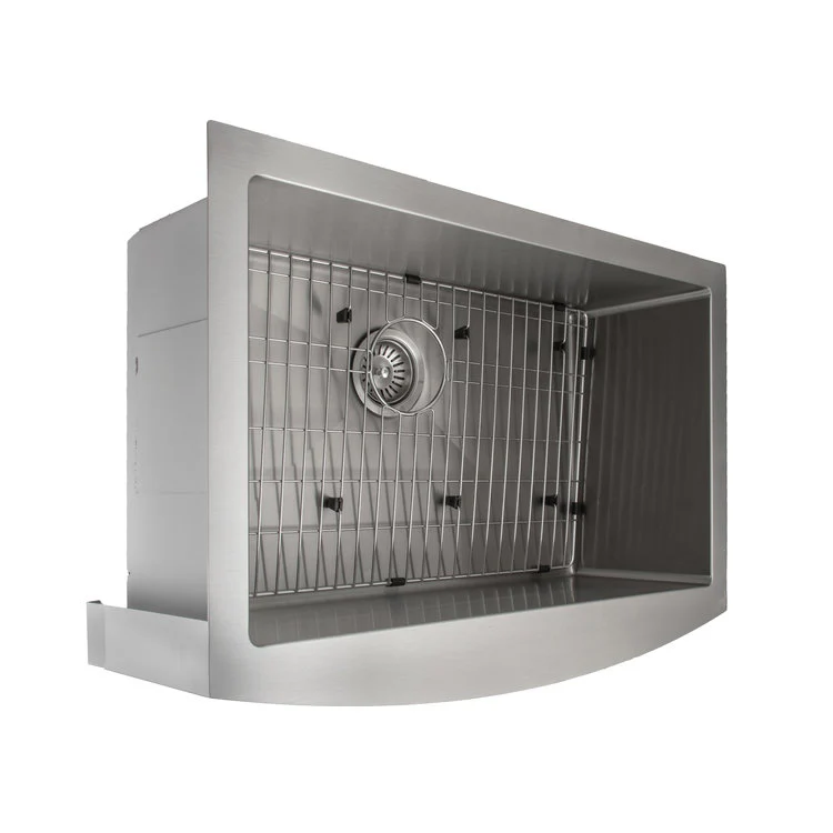 ZLINE 30 in. Zermatt Farmhouse Apron Mount Single Bowl Stainless Steel Kitchen Sink with Bottom Grid (SAS-30) - Image 4