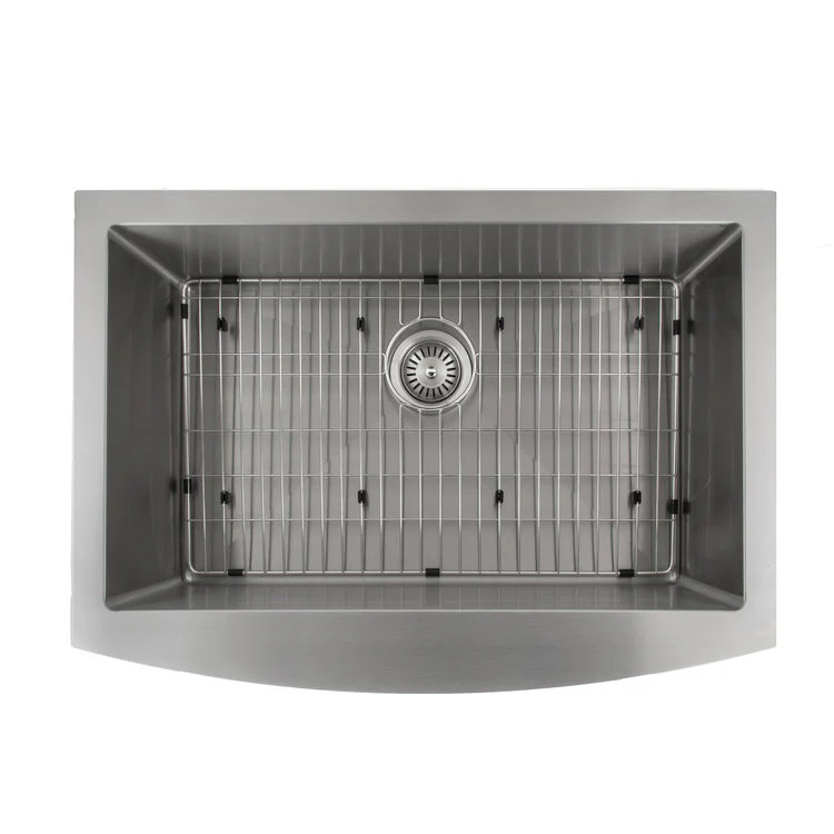 ZLINE 30 in. Zermatt Farmhouse Apron Mount Single Bowl Stainless Steel Kitchen Sink with Bottom Grid (SAS-30) - Image 7