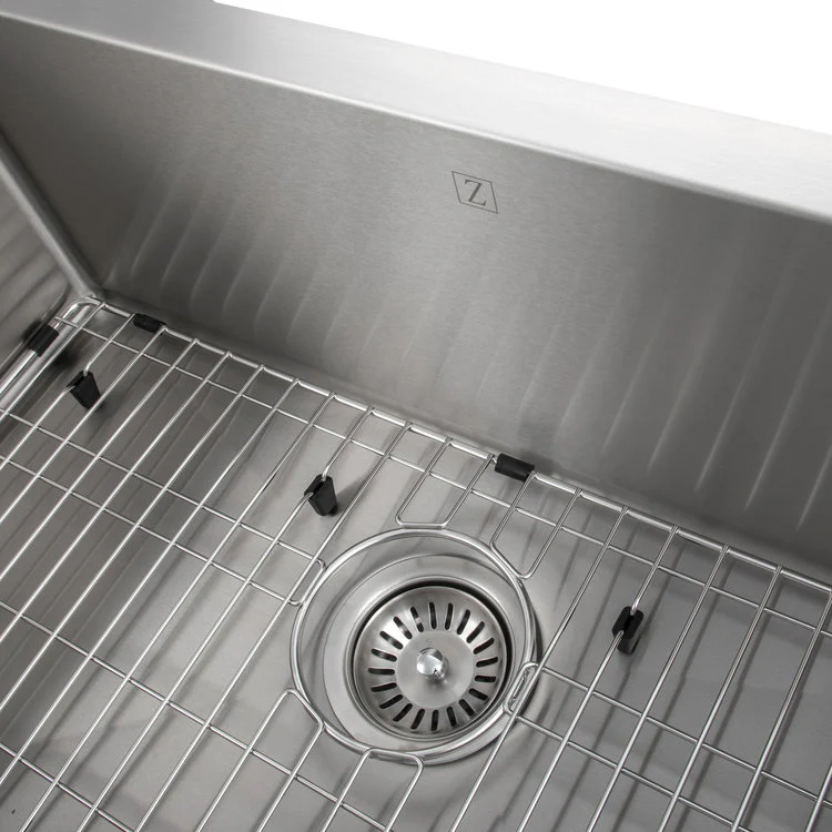 ZLINE 30 in. Zermatt Farmhouse Apron Mount Single Bowl Stainless Steel Kitchen Sink with Bottom Grid (SAS-30) - Image 9
